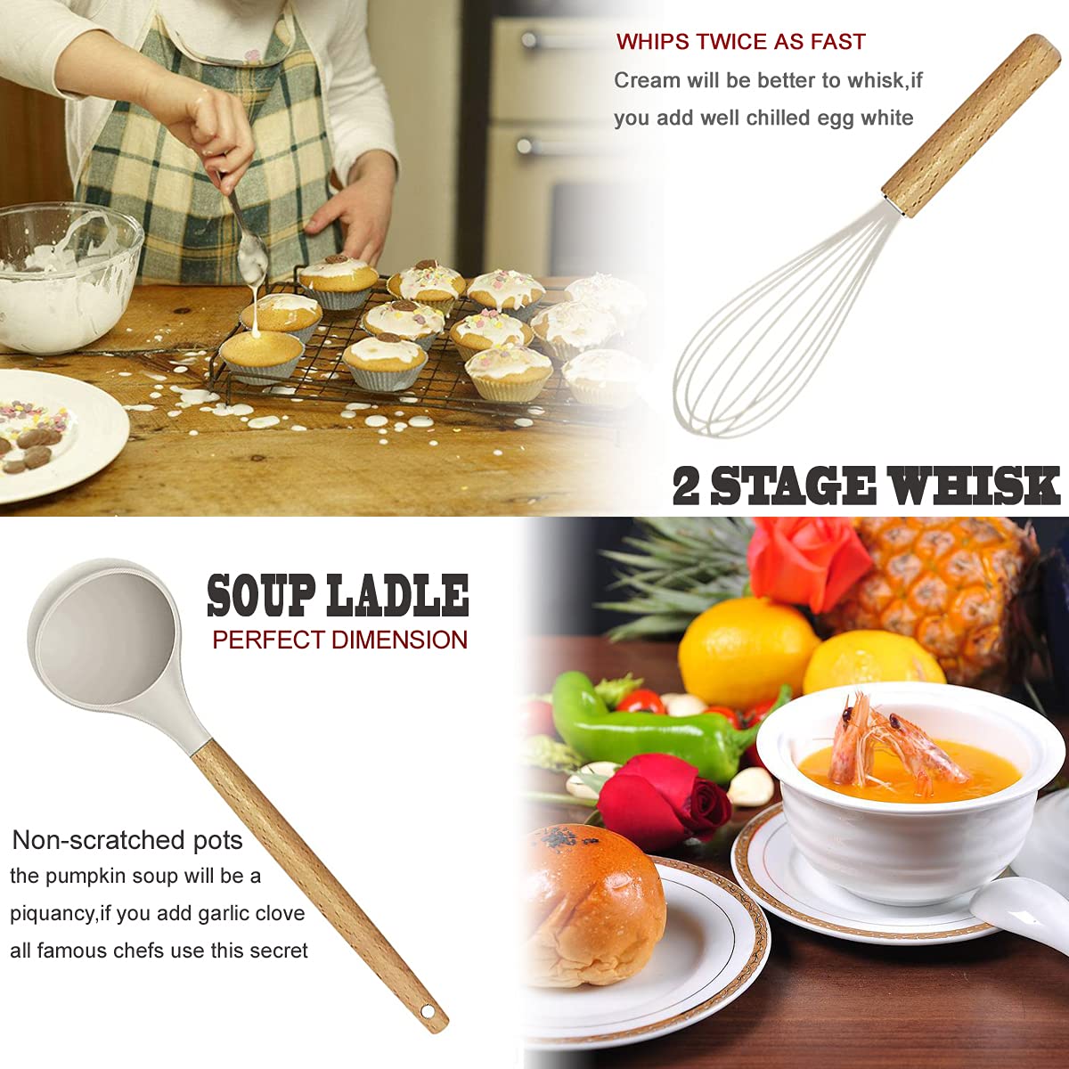 BESTZMWK Kitchen Utensils Set- 35 PCs Cooking Utensils with Grater,Tongs, Spoon Spatula &Turner Made of Heat Resistant F