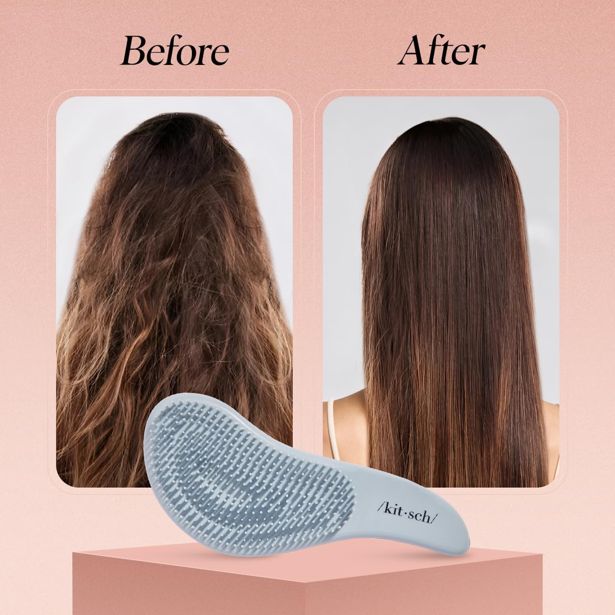 Kitsch Detangle Hair Brush in Haze Blue, gentle hairbrush with soft bristles for tangle-free styling and smooth hair.