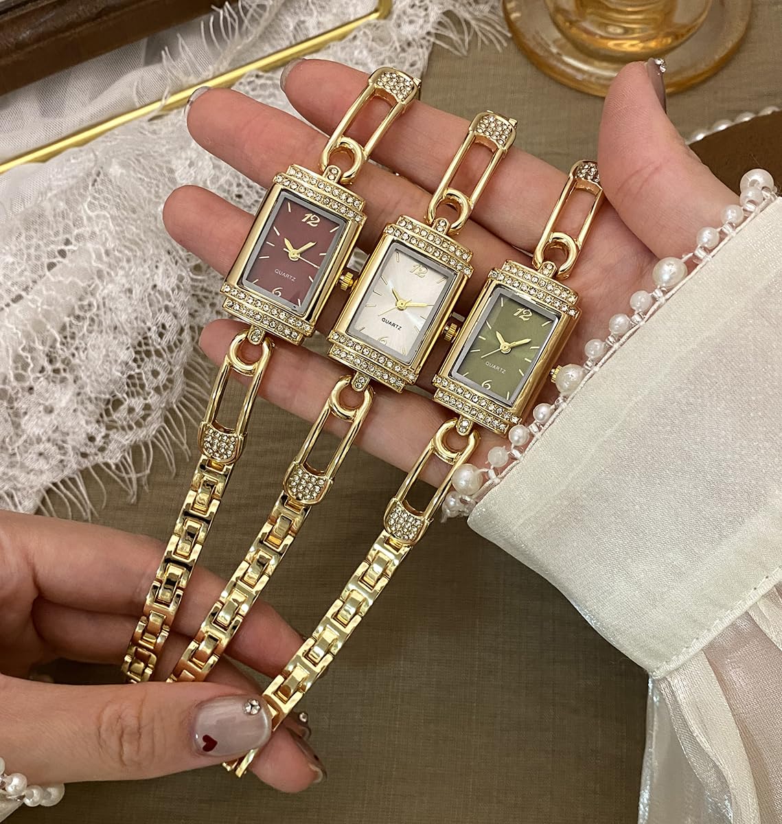 GOODLIYA Womens Watch Vintage Rectangular Bracelet Watch – alternate angle