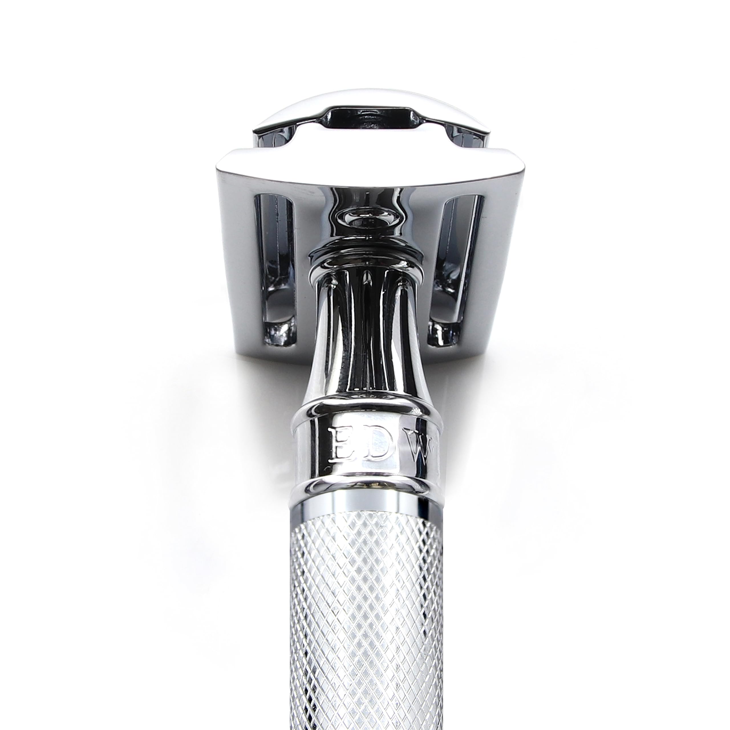 Edwin Jagger DES89KN short handled classic double edge safety razor with knurled handle for men and women shaving.