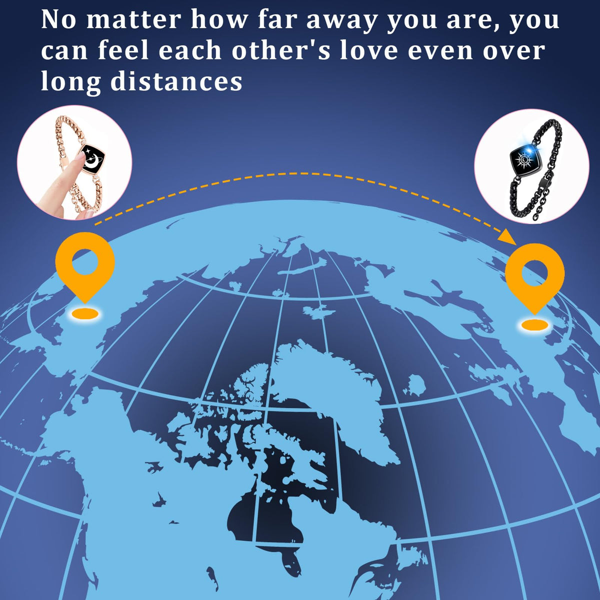 PULOMI Long Distance Touch Bracelets, Vibration & Light up Remote Smart Matching Couples Bracelet for Couple Long Distan