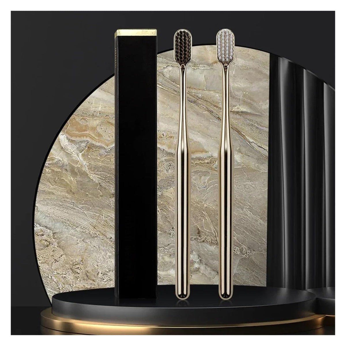 Gold Silver Manual Toothbrush Adults Soft Bristles Gentle - KHOGSBPSW Official Imagery - 3