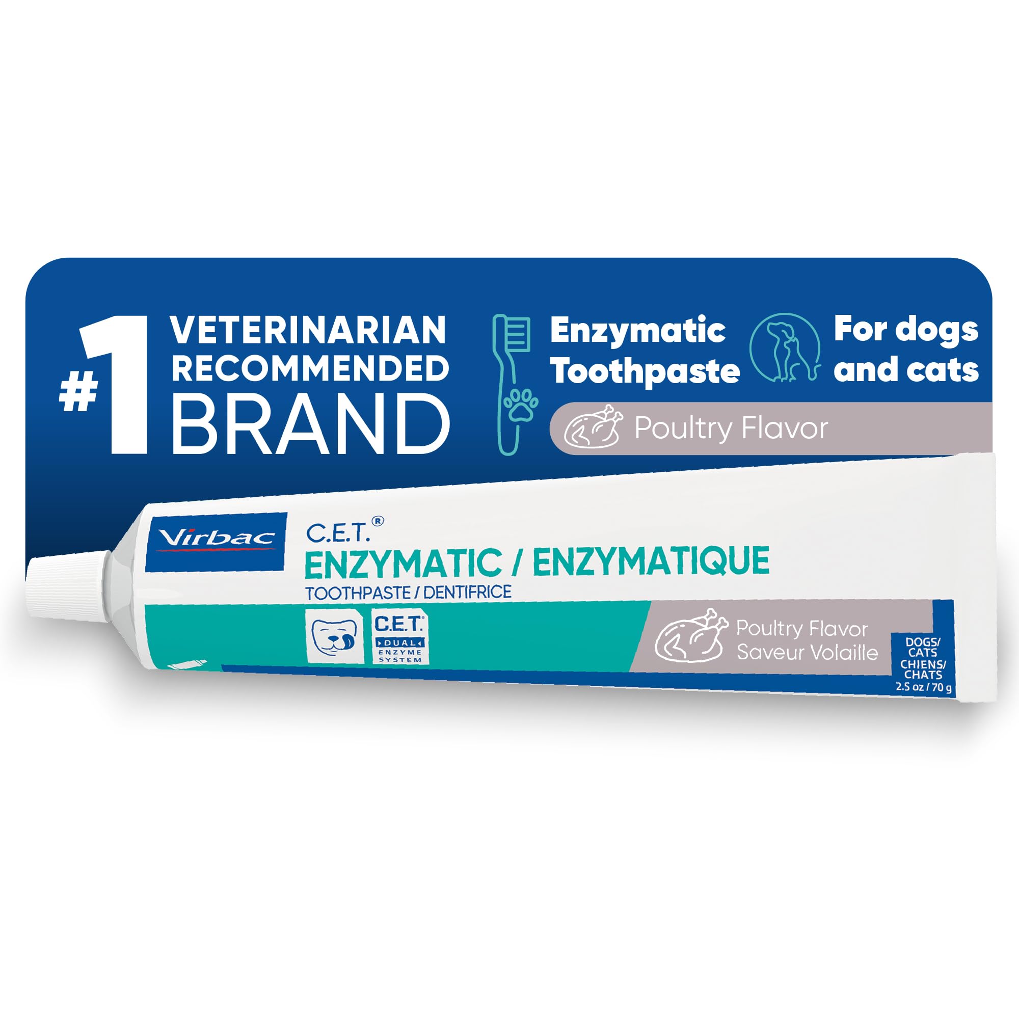 C.E.T. Enzymatic Toothpaste for Dogs and Cats, Poultry, 2.5oz - Product Imagery