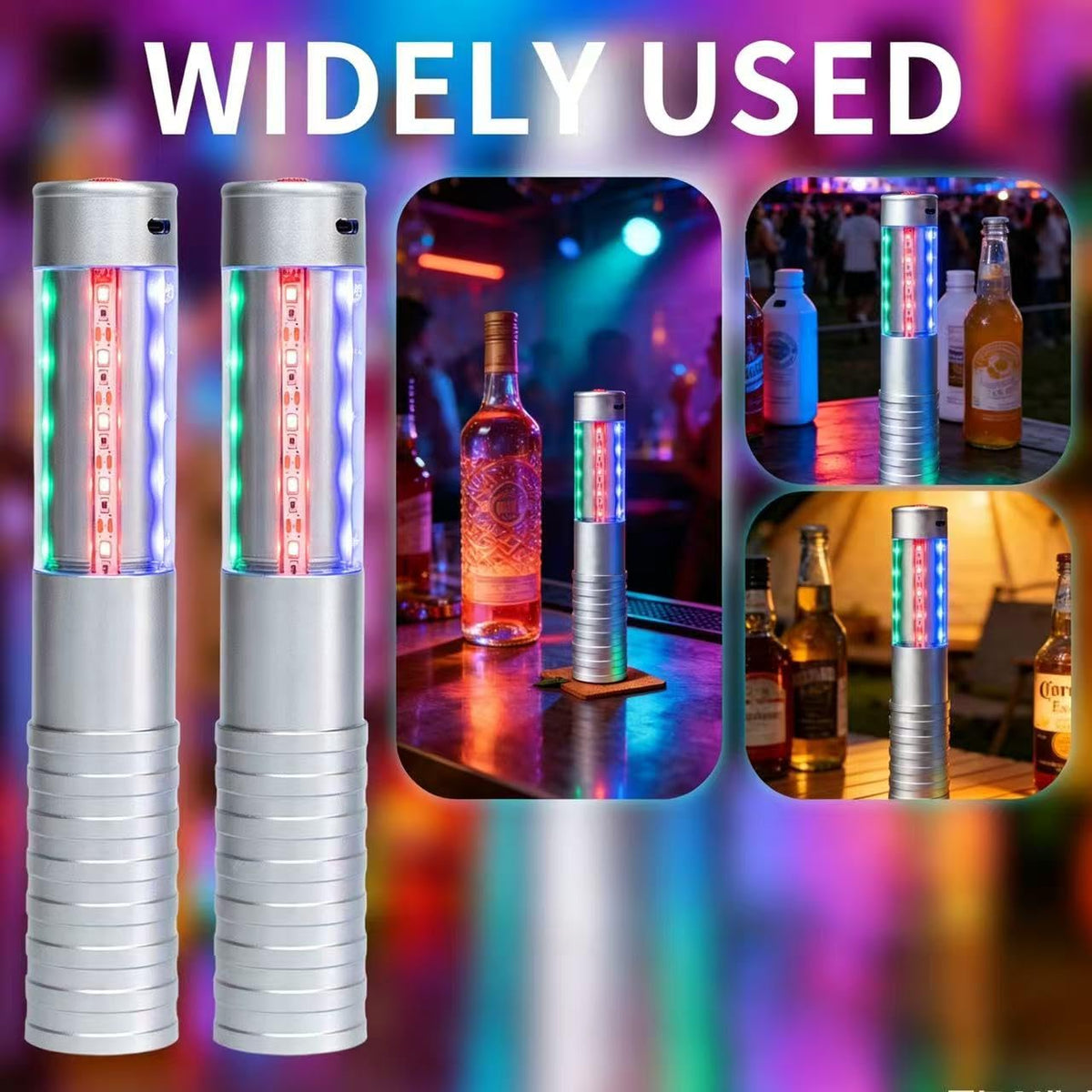 HKKCHKKC Strobe Bottle Girl Lights LED Bottle Service Lights Baton Reusable Rechargeable Service LED Champagne 2 Pcs for