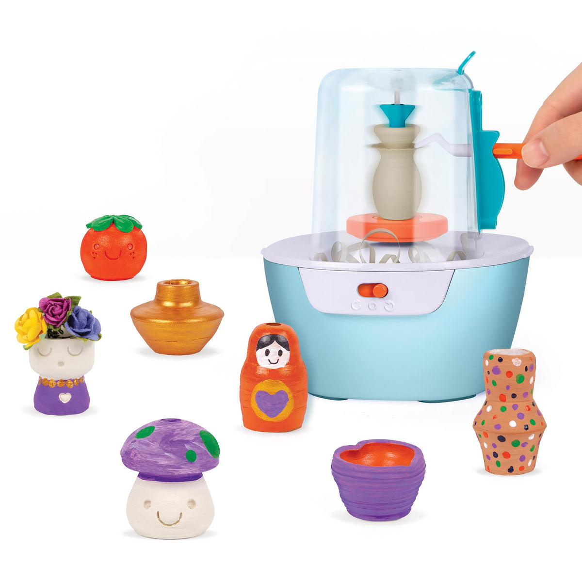 Make It Real - Mini Pottery Studio Deluxe DIY Sculpting Kit for Kids 8+ – back view and specifications