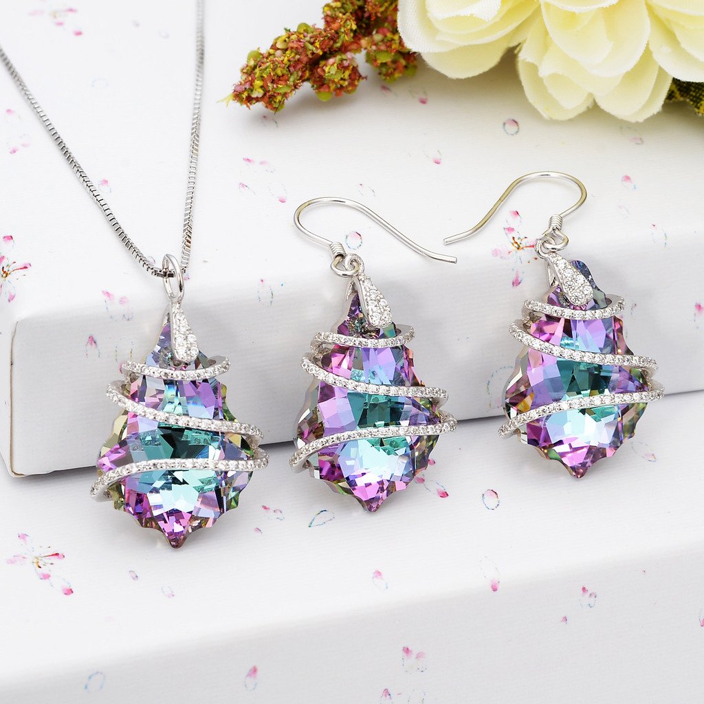 EVER FAITH 925 Sterling Silver Gift Jewelry for Women CZ Baroque Pendant Necklace Earrings Set – packaging and label