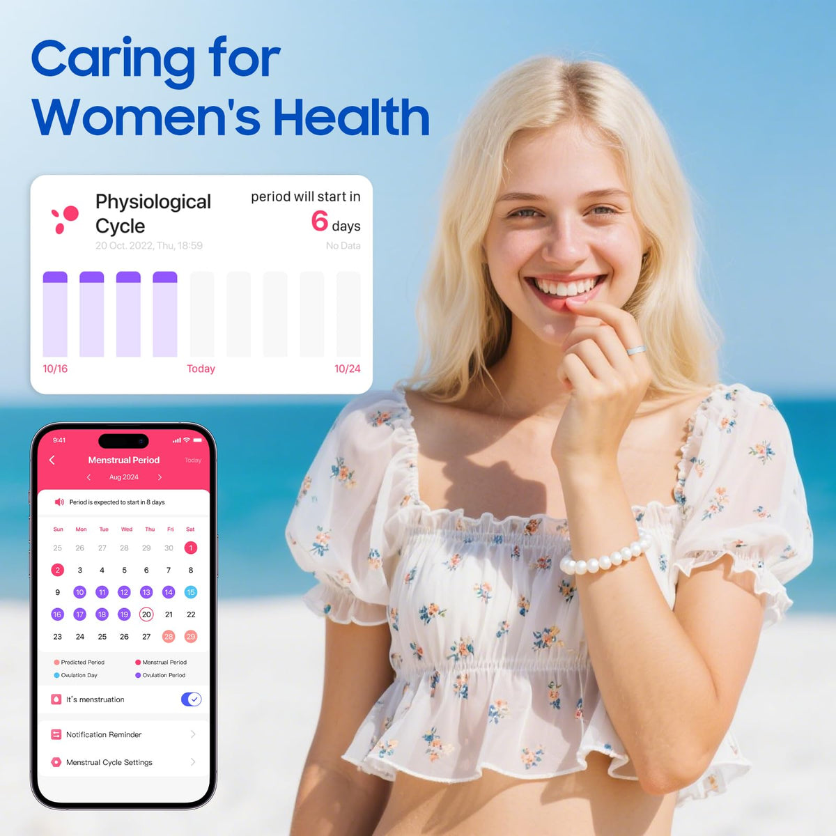 prxxhri Smart Health Ring Fitness Tracker with Stress & Sleep Monitoring, Waterproof Activity Tracker, Compatible with i