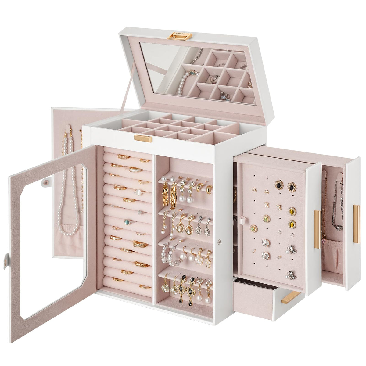 HOOBRO Jewelry Box with Mirror, Travel Jewelry Organizer with Glass Window – product photo (Jewelry Boxes)
