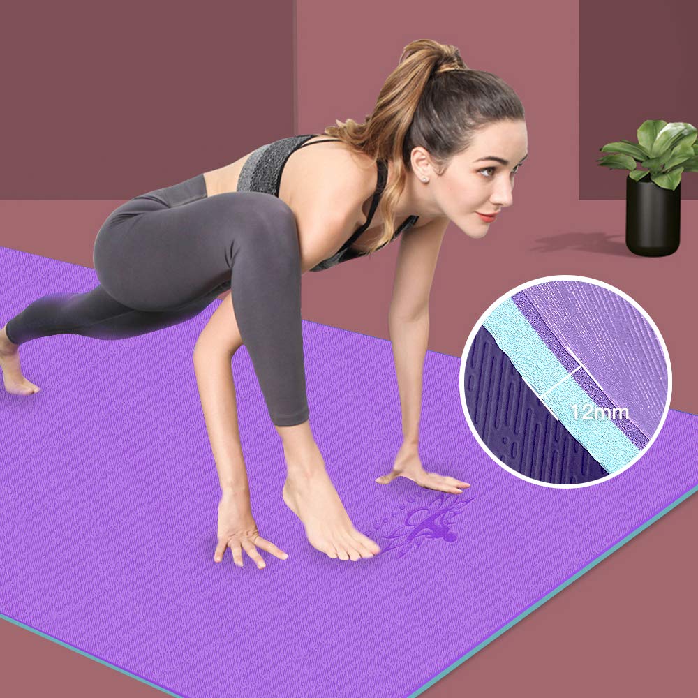 Hatha Yoga Extra Thick TPE Yoga Mat - 72"x 32" Thickness 1/2 Inch -Eco Friendly- With High Density Anti-Tear Exe