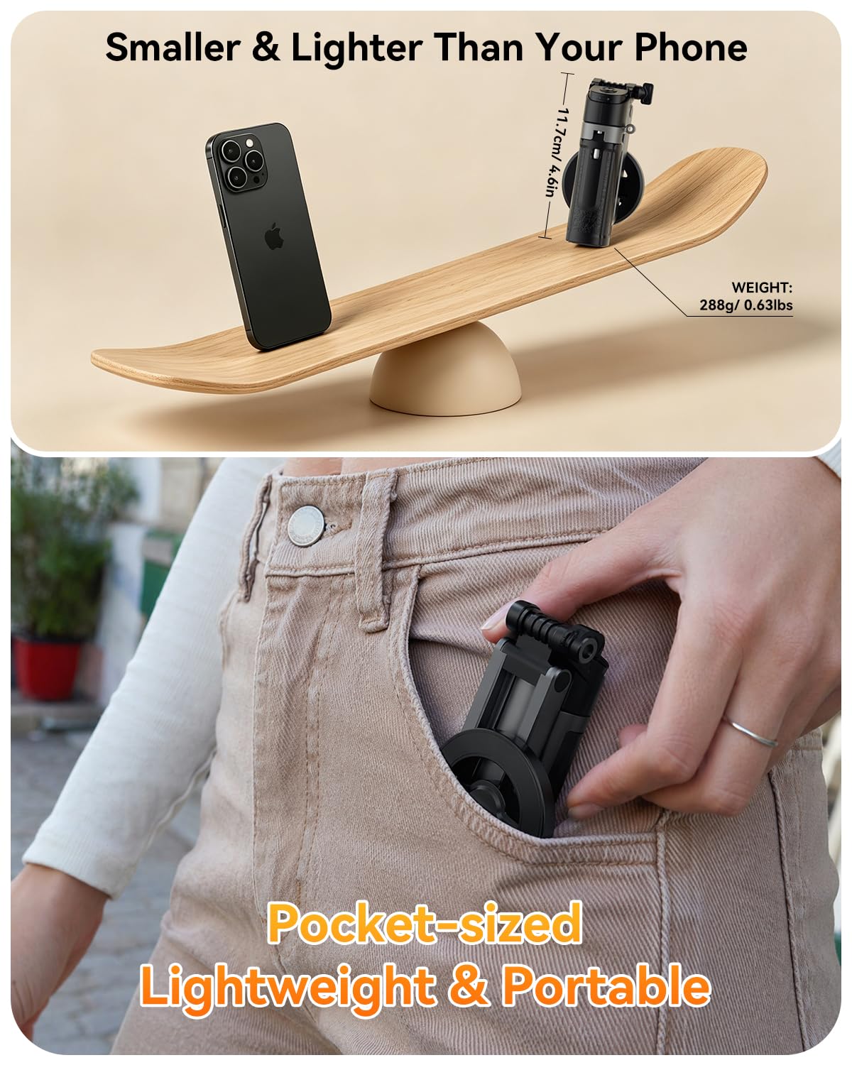 ALAFLY Portable Travel Monitor Stand, Magnetic Height Adjustable Tripod Mount, Mini Pocket Size Foldable Screen Holder f