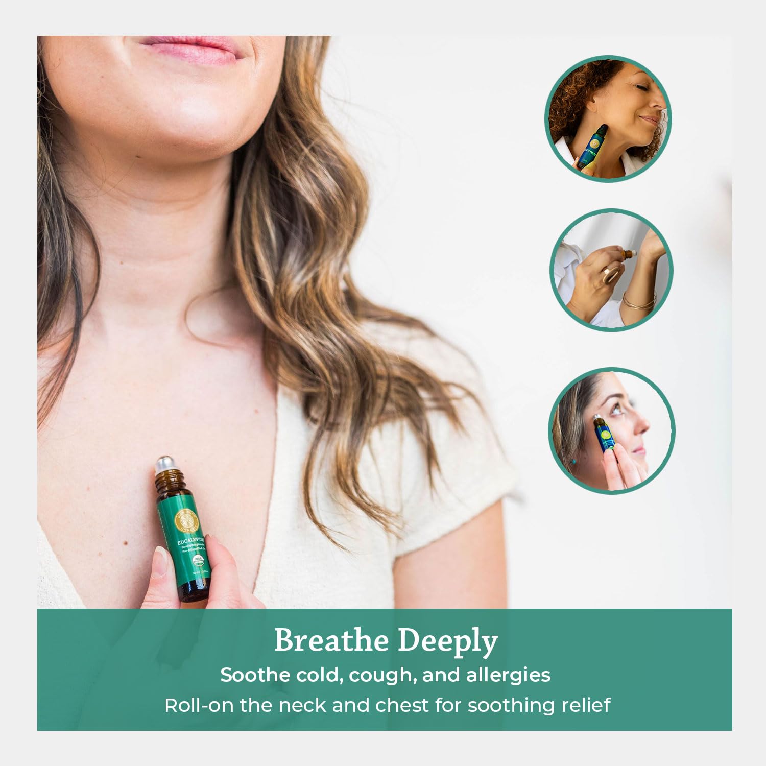 Silk Road Organic Eucalyptus Essential Oil Breath Roll-On, USDA Certified