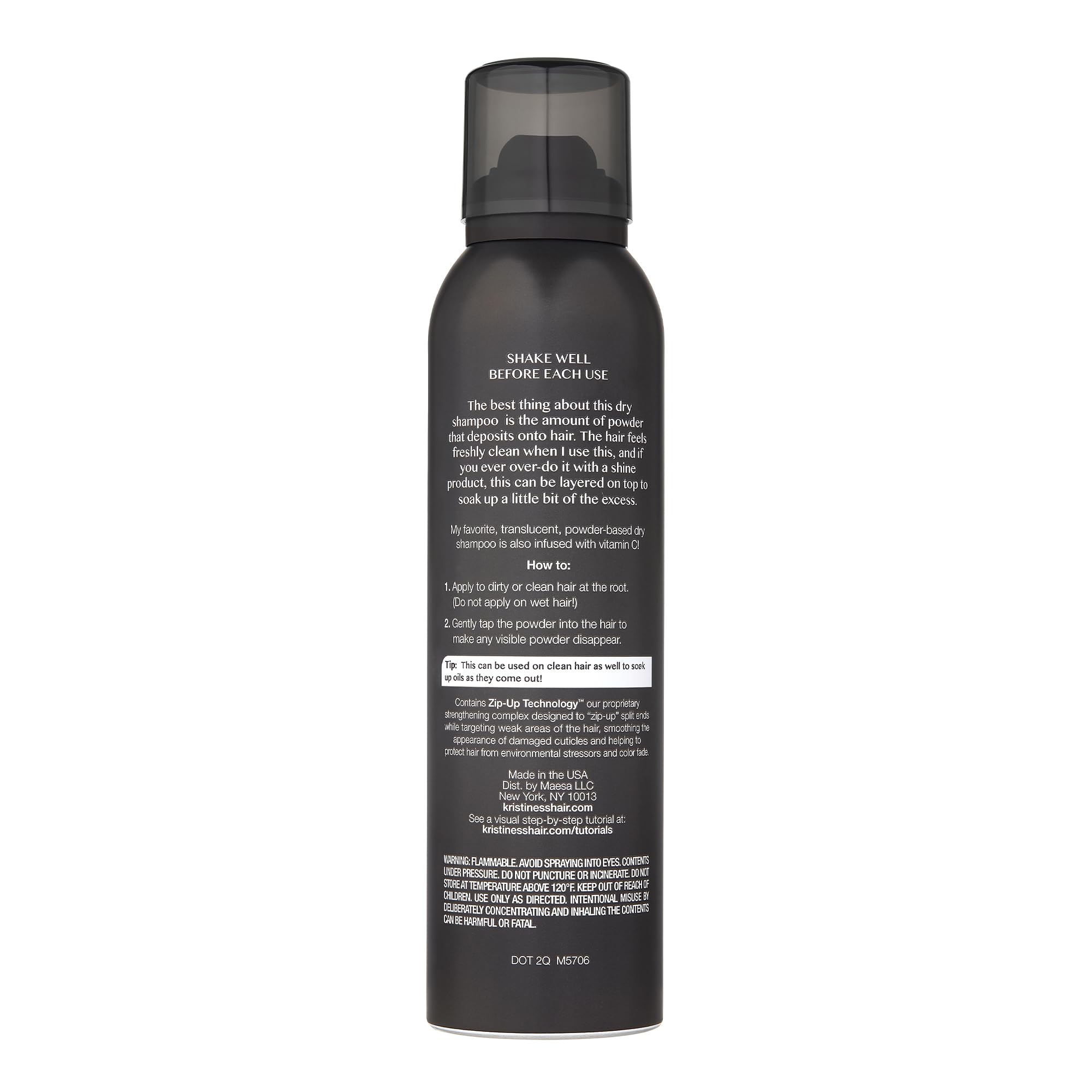 Kristin Ess volumizing vitamin C dry shampoo spray for oily hair, with fresh pear fragrance, absorbs oil, reduces frizz, sulfate-free.