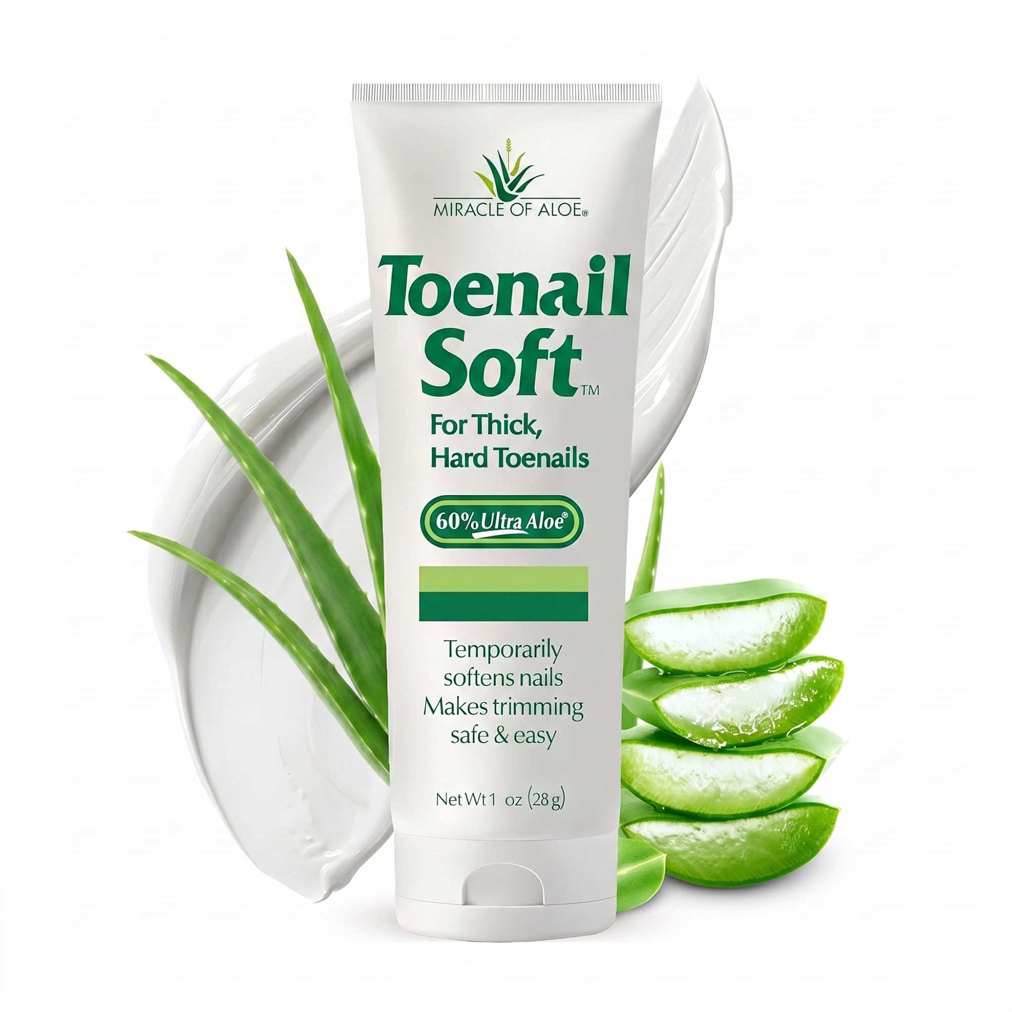 Miracle of Aloe Toenail Softener, Cream For Thick Hard Toenails, 1 Oz Tube