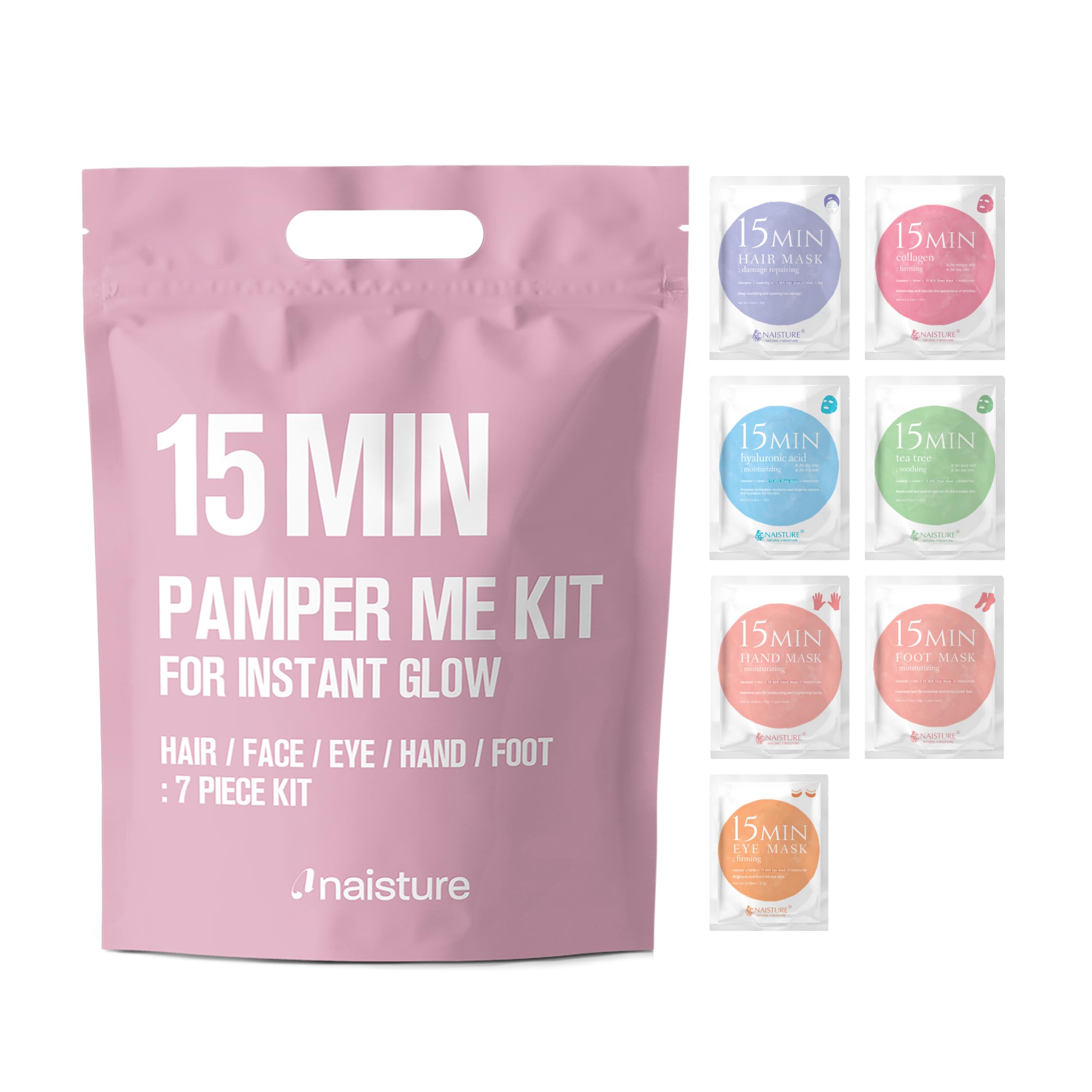 Naisture 15 Min Pamper Me Kit Korean Spa Skincare Gift Set for - Product Imagery