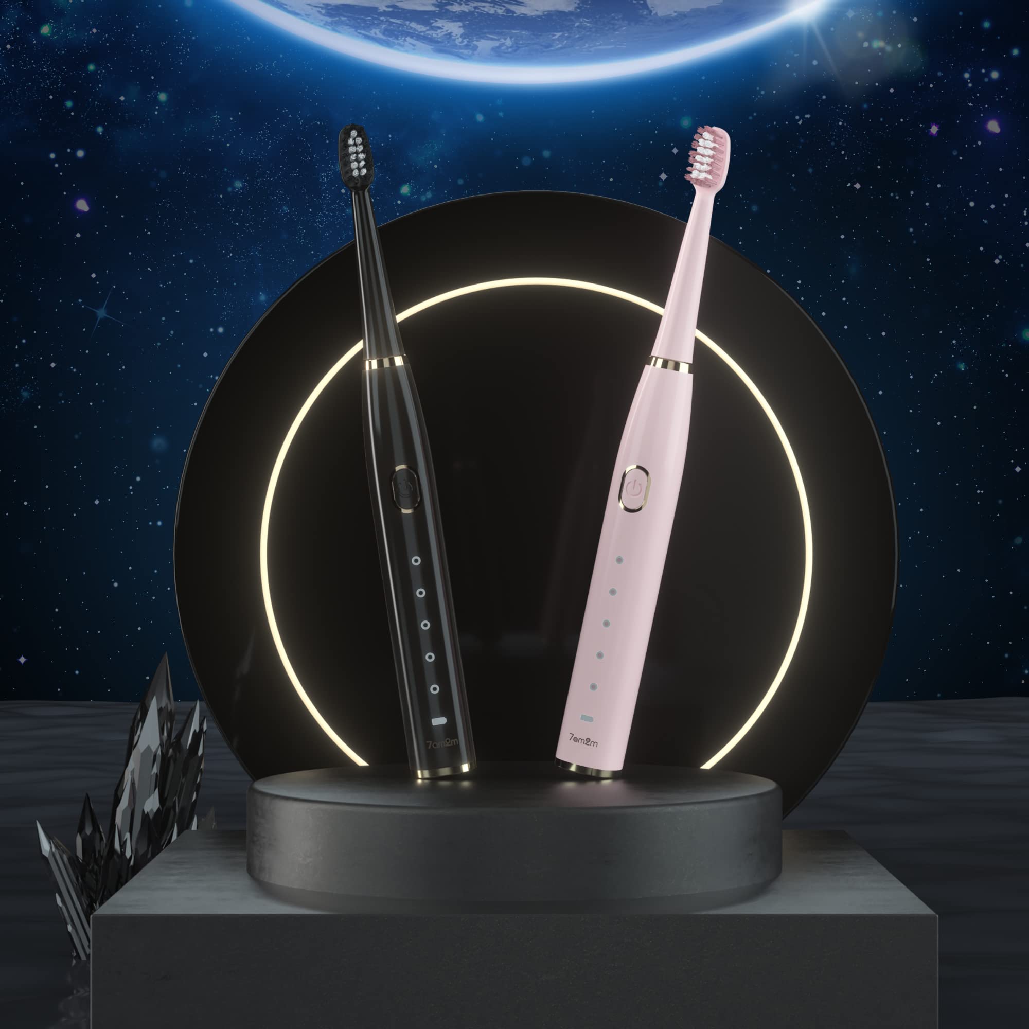 7AM2M Sonic Electric Toothbrush with rechargeable battery, suitable for adults and kids, featuring high-power cleaning brushes.