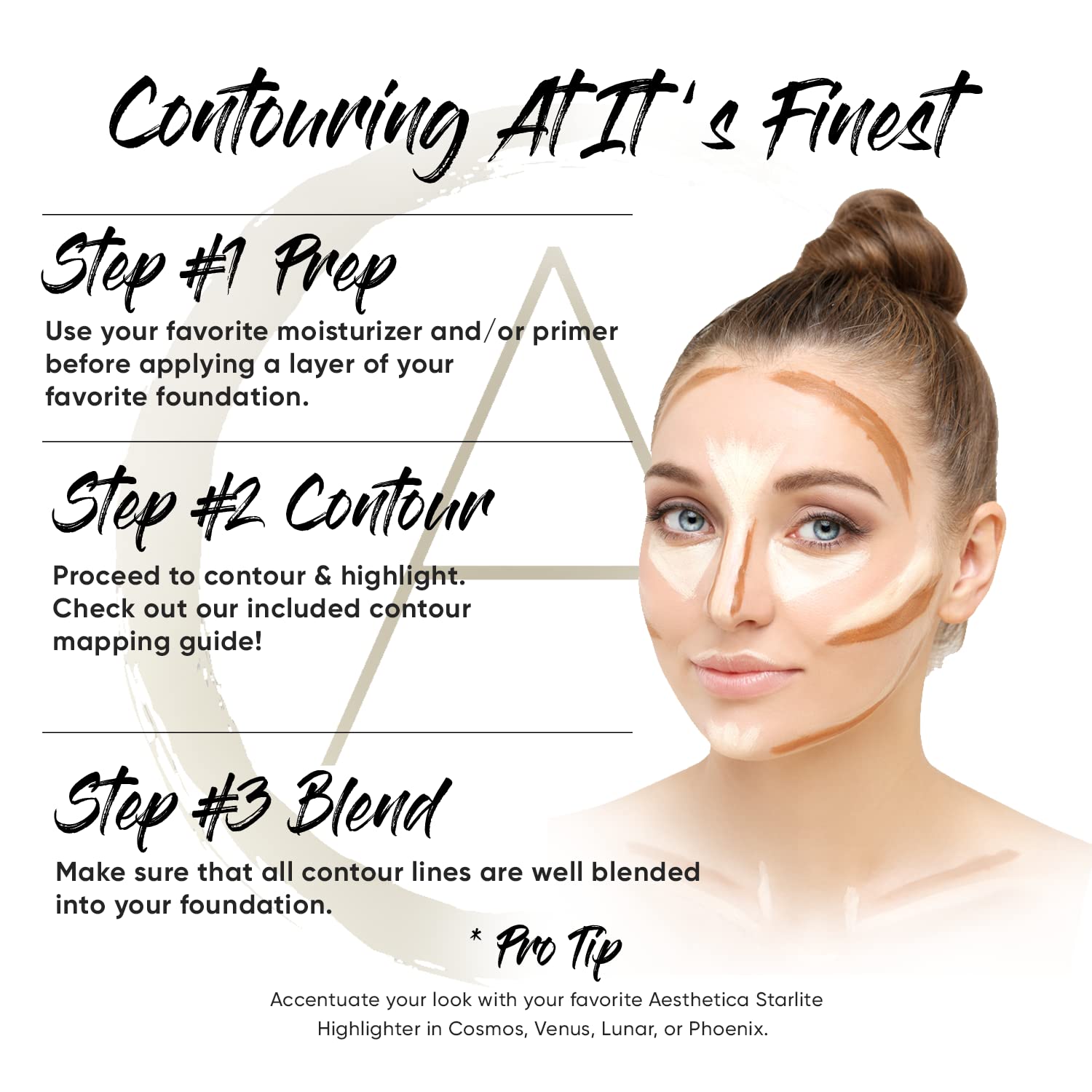 Aesthetica vegan cream contour and highlighting makeup kit with various shades for sculpting and highlighting the face.