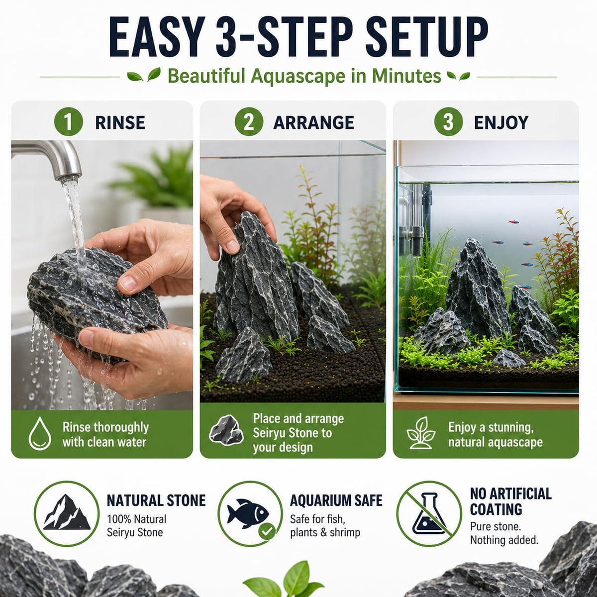 TankMatDecor 10lLBS Aquarium Rocks Seiryu Stone Natural Hardscape Stone for DIY Aquariums, Fish Tanks, Bonsai, Terrarium