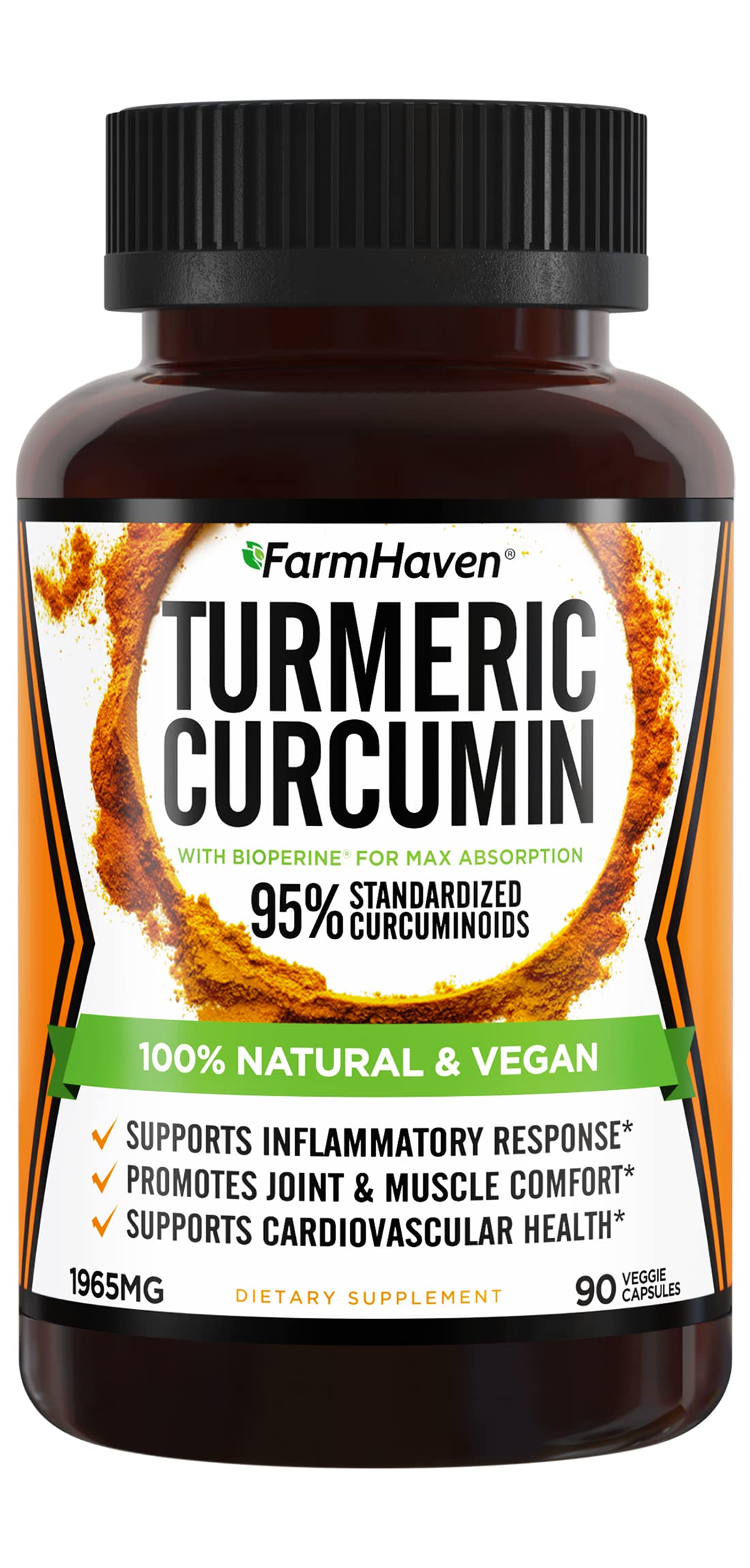 FarmHaven Turmeric Curcumin with BioPerine Black Pepper & 95% - Product Imagery