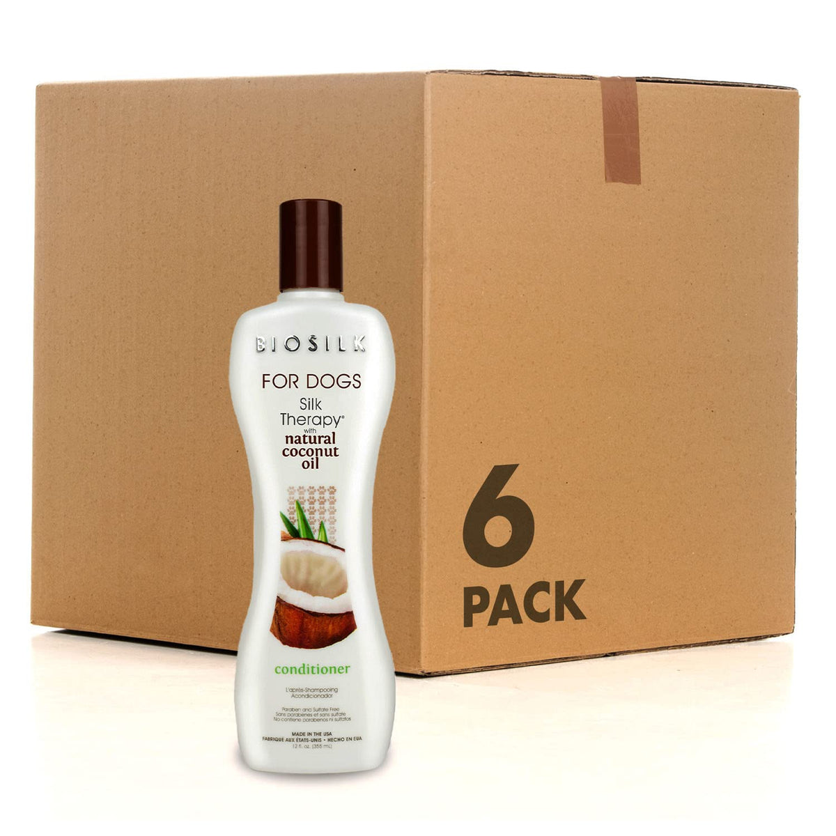 BioSilk for Dogs Silk Therapy Conditioner, with Coconut Oil, 12 Fl Oz, 6-Pk – product photo (Conditioners)