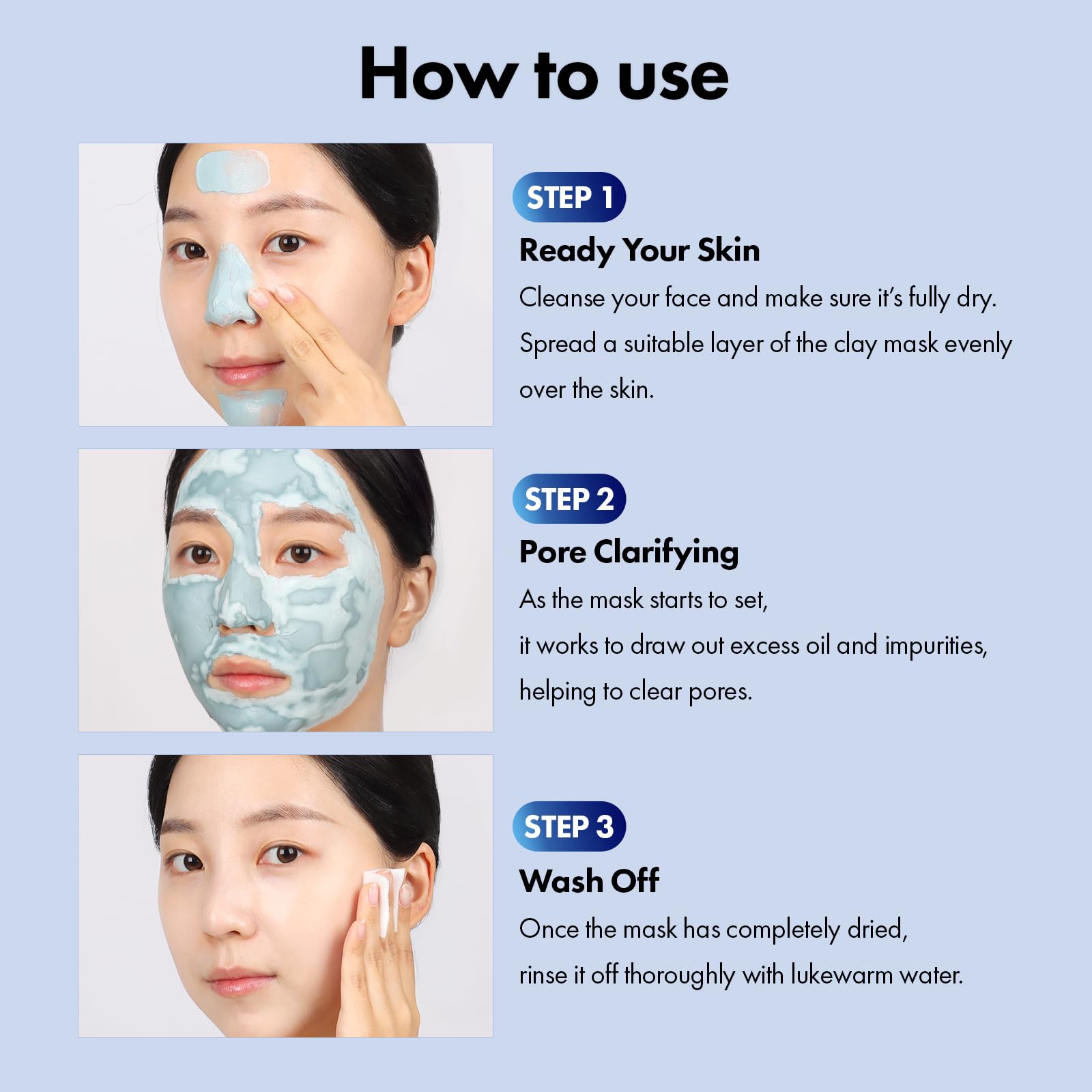 TOSOWOONG Real Blackhead Mud Mask for pore cleaning, oil control, and cooling skin treatment, visible with clay mask on face.