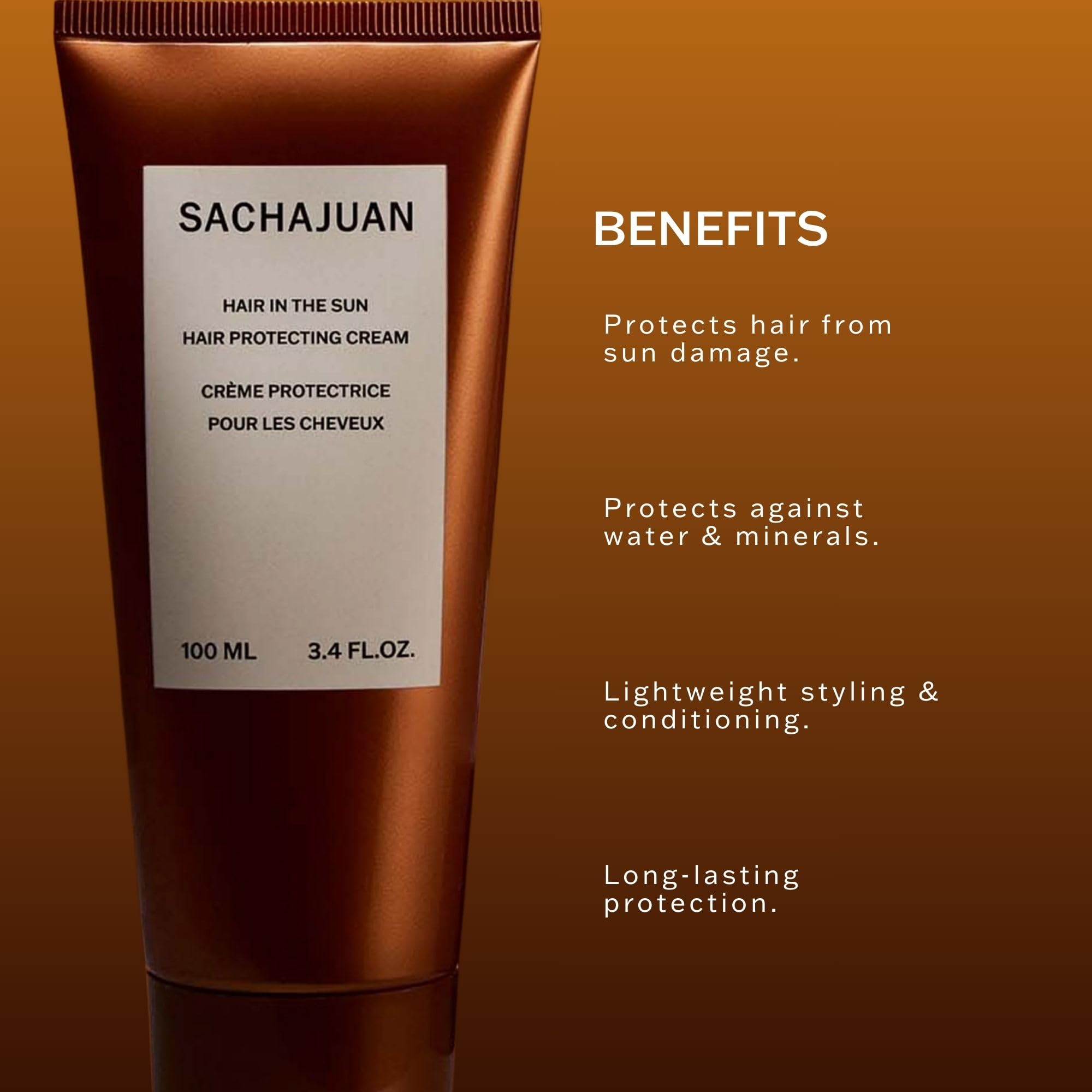 SACHAJUAN Hair In The Sun leave-in conditioner bottle with UV protection, 3.4 oz, for nourishing sun-exposed hair