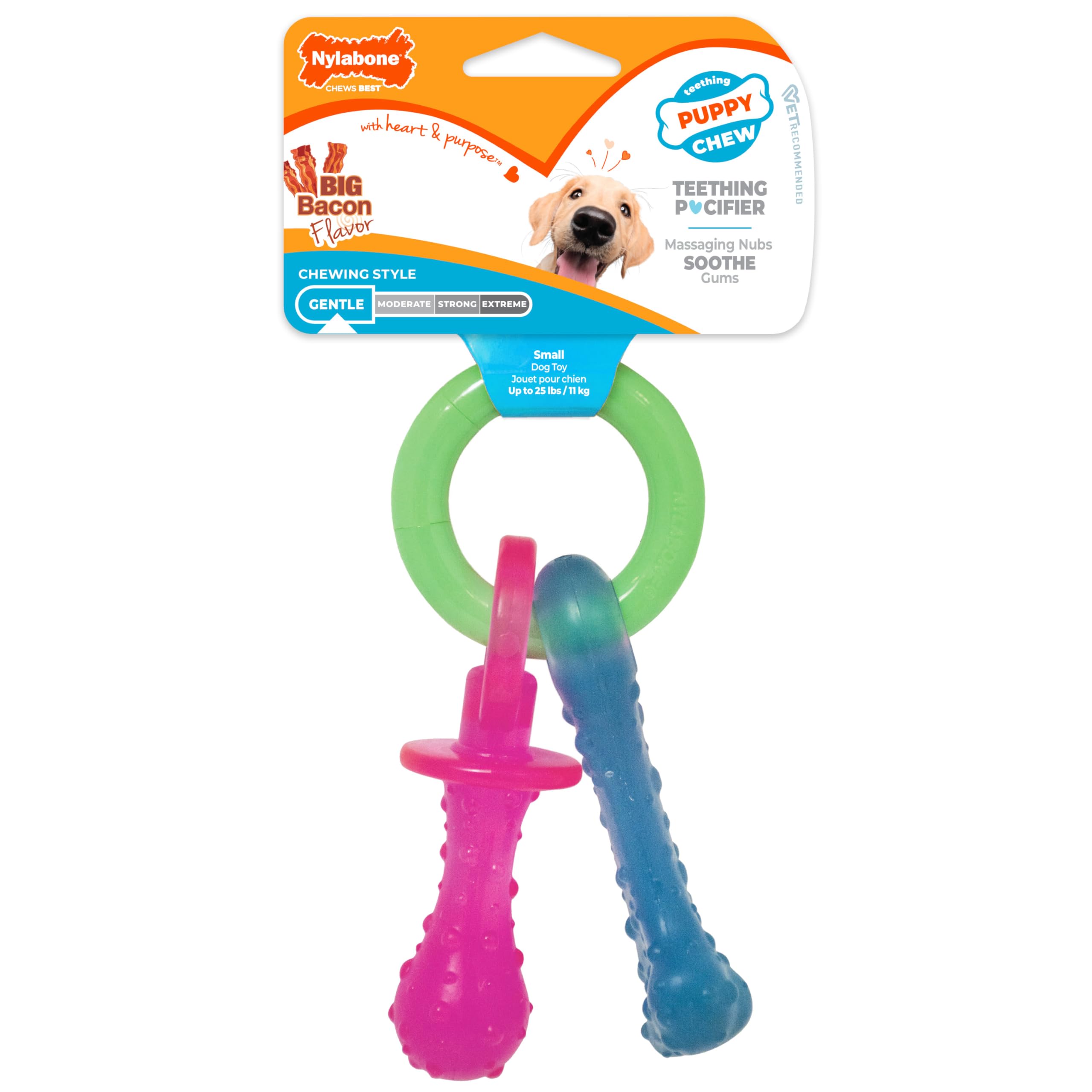 Nylabone Puppy Pacifier Chew Toy, Teething Toys for Puppies up - Product Imagery