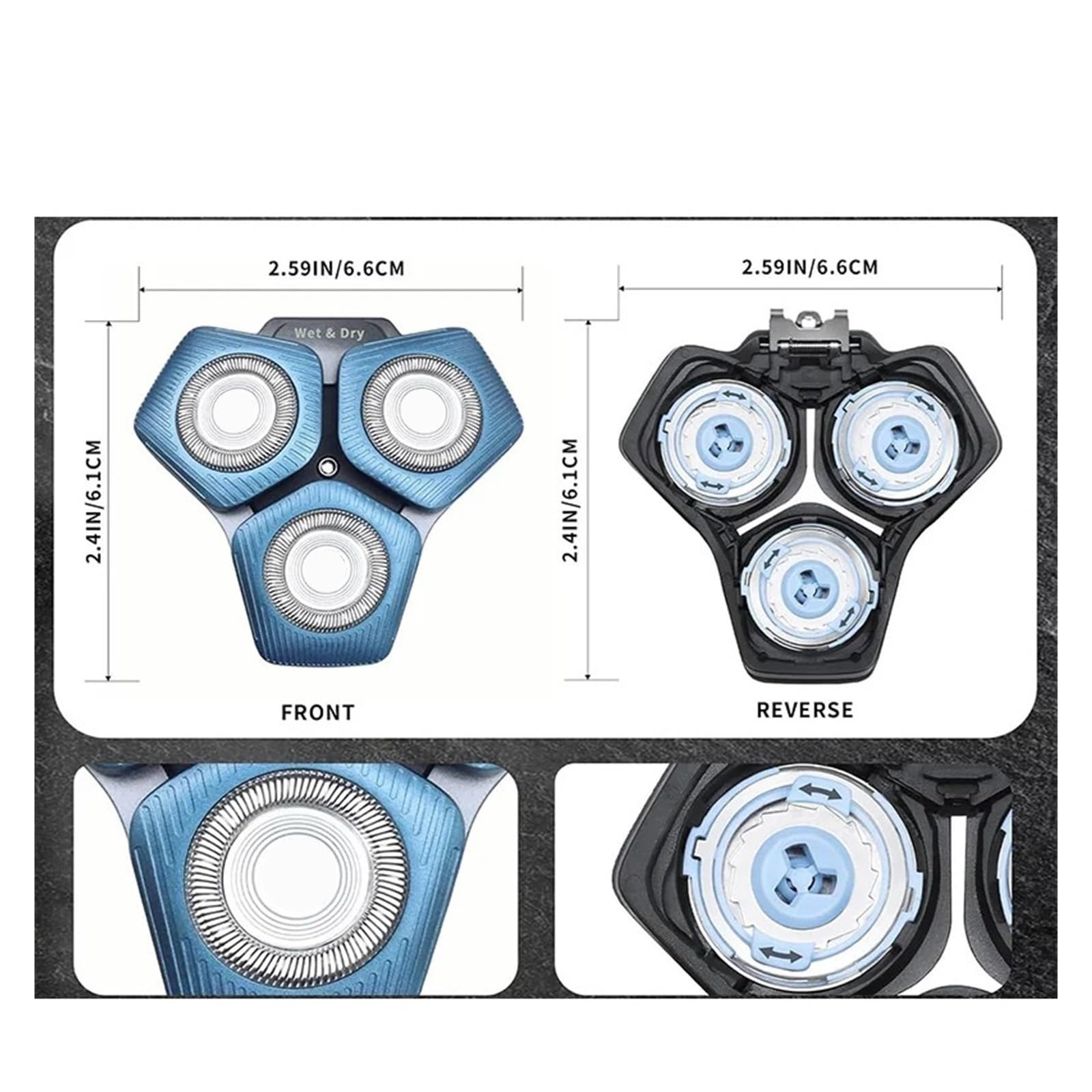 Razor Blade Head SH71 Compatible for Philips， Shavers Series S5000 (S5XXX),S7000 (S7XXX)(Black)