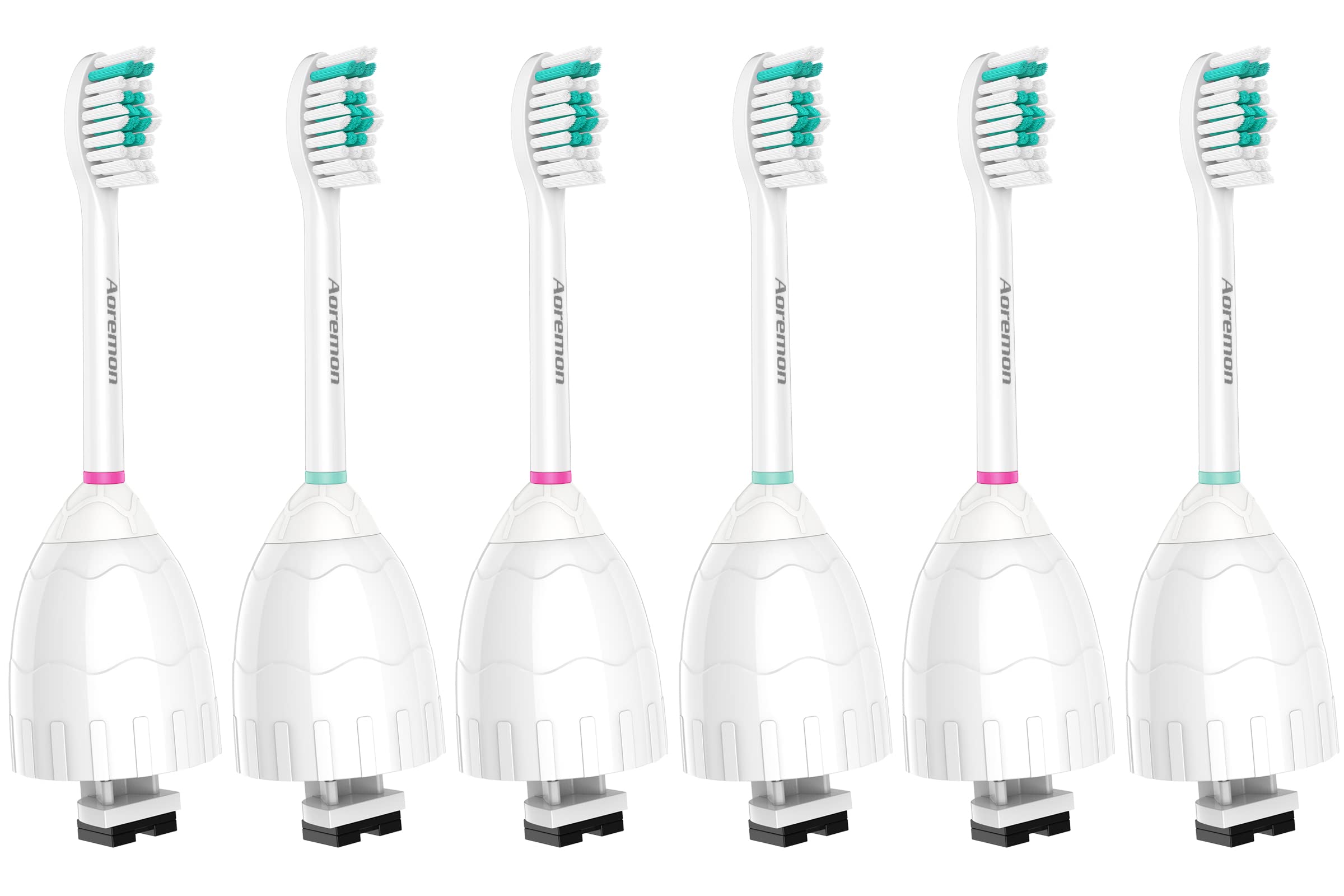 Aoremon 6-pack replacement toothbrush heads for Philips Sonicare E-Series, compatible electric toothbrush attachments.