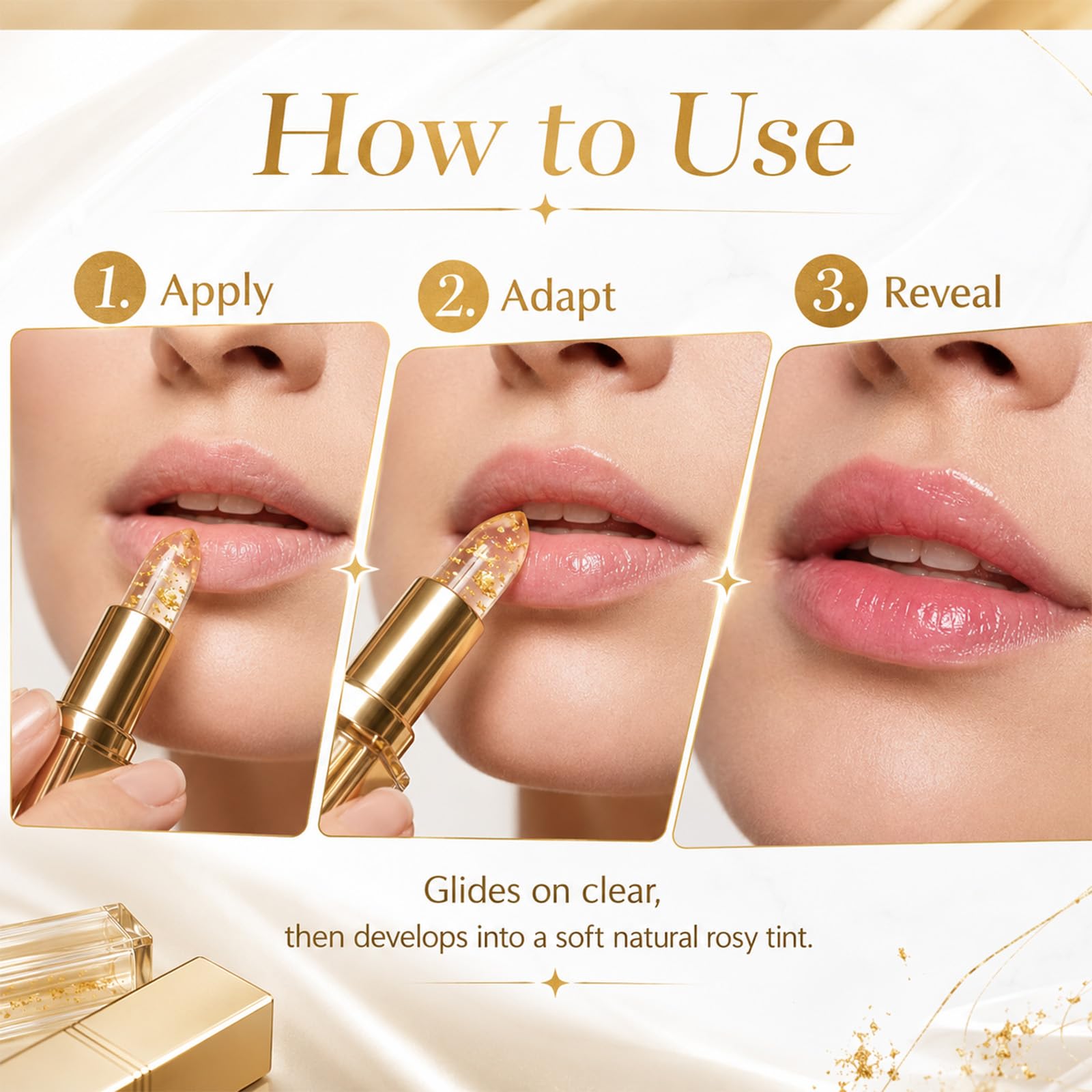 RCSCBC Kivora Lipstick in long-lasting moisturizing lip tint, showing vibrant lip color and glossy finish.