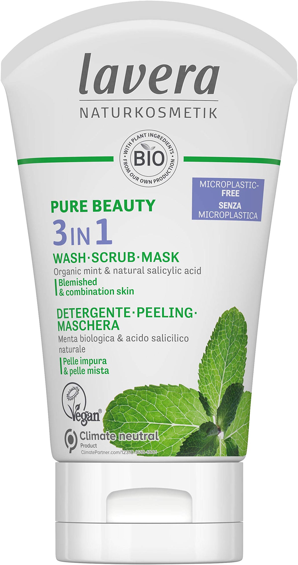 LAVERA Pure Beauty 3 In 1 Wash Scrub And Mask, 125 ML – product photo (Masks)