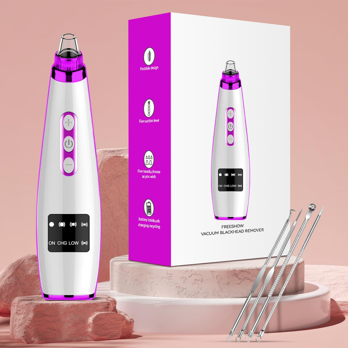 Blackhead Remover Vacuum Facial Pore Extractor 5 Suction - FREESHOW Official Imagery - 8