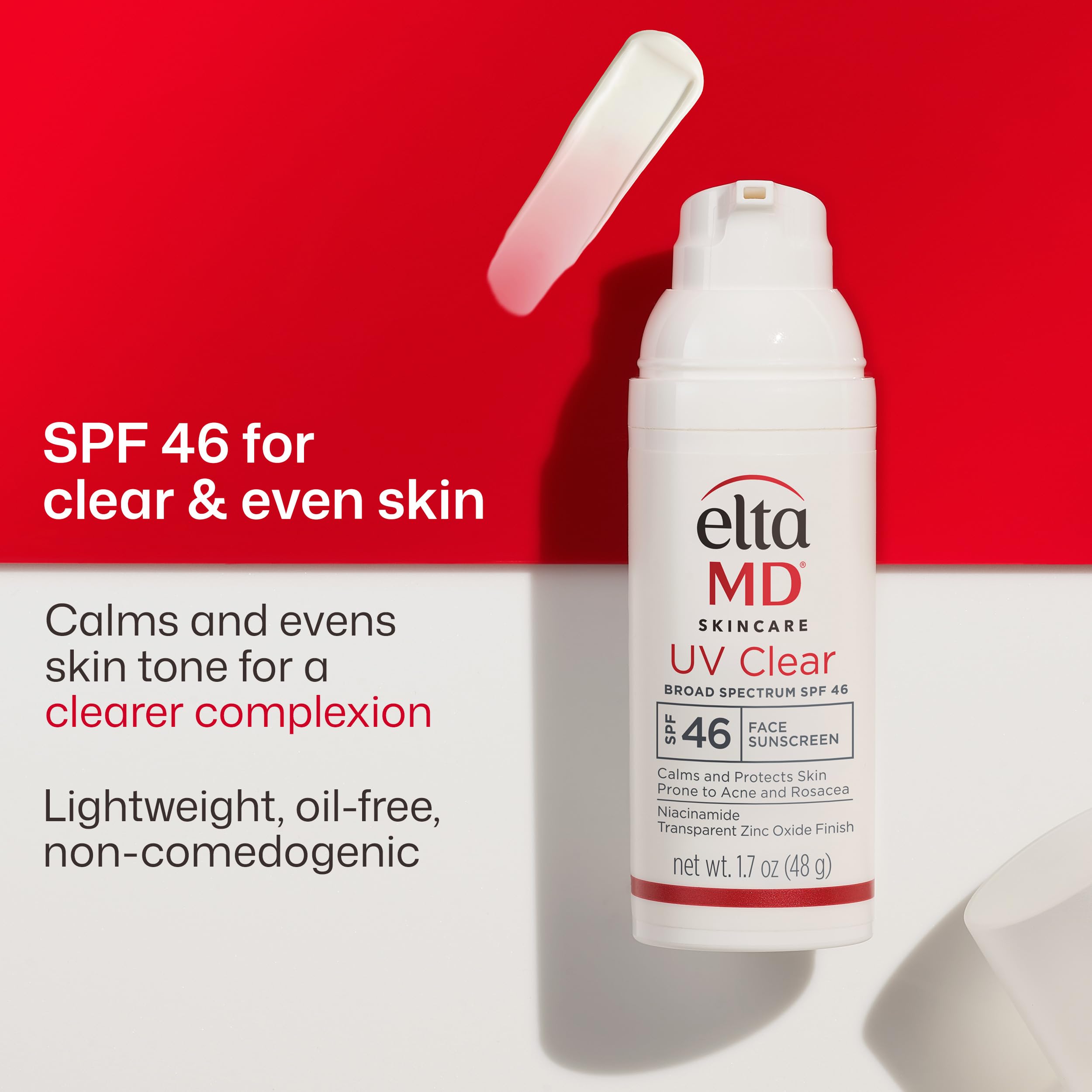 EltaMD UV Clear SPF 46 sunscreen bottle with 1.7 oz size, untinted face sunscreen for sensitive skin.