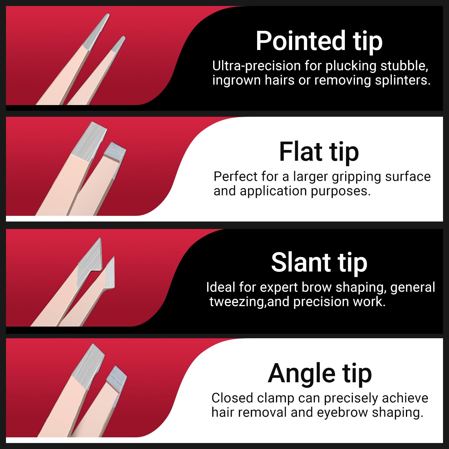 TsMADDTs tweezers for women facial hair removal, 8-piece eyebrow kit with storage case and precision tips for grooming.