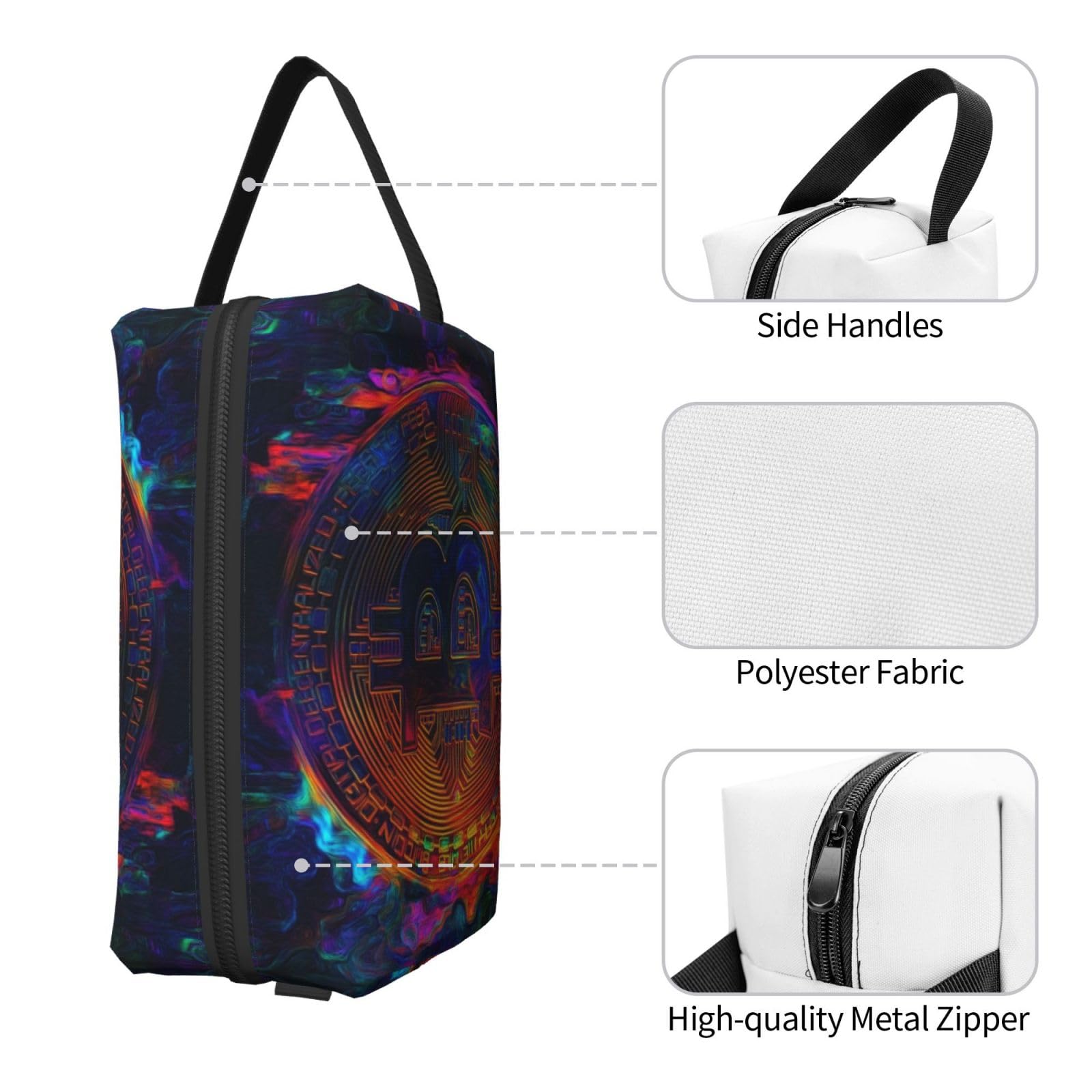 SXZVVBN colorful coins large capacity travel toiletry bag made of durable Oxford cloth, ideal for organizing cosmetics and makeup.