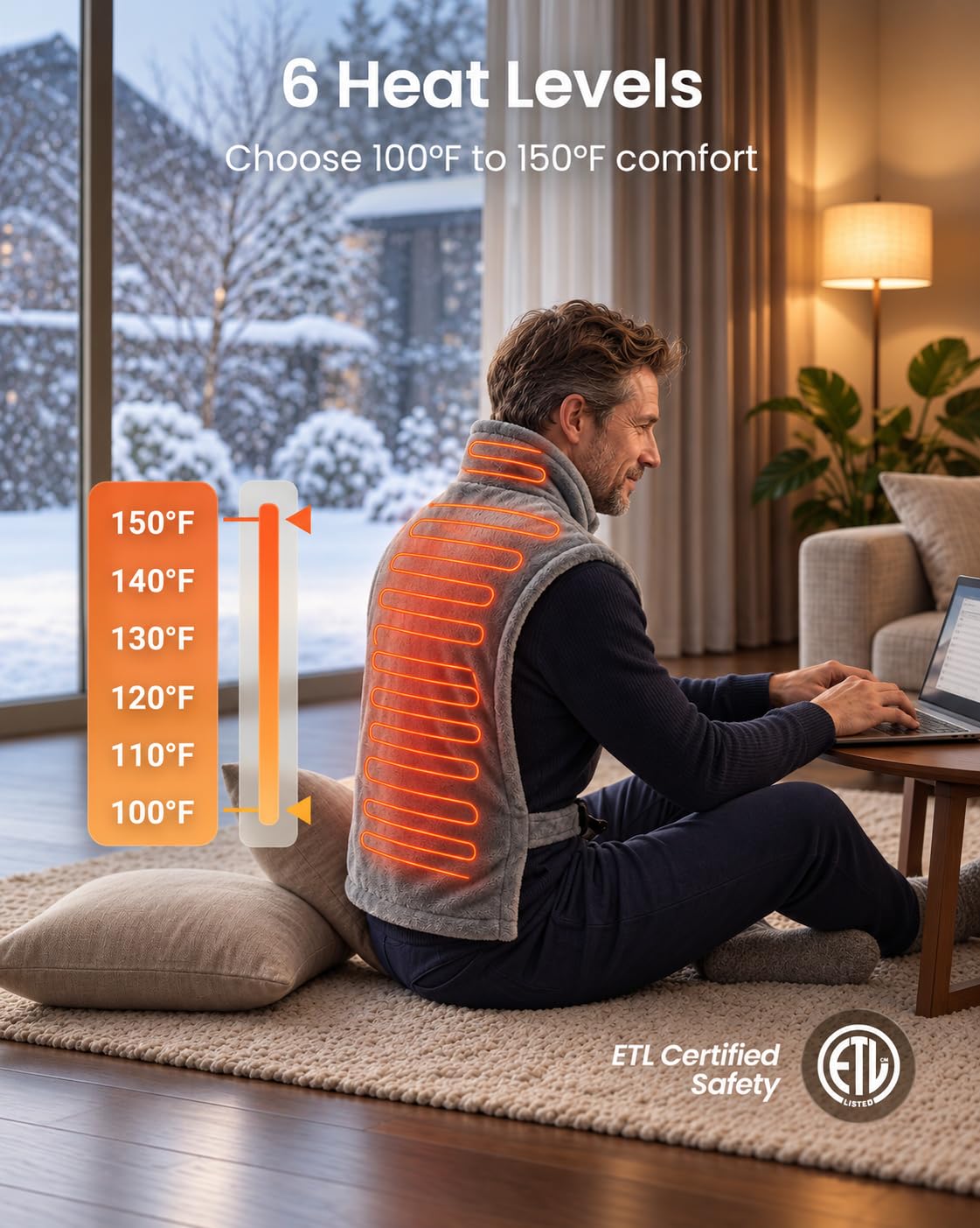 COMFIER Heating Pad for Back FSA Eligible HSA 24 x33 Gray - COMFIER Official Imagery - 6