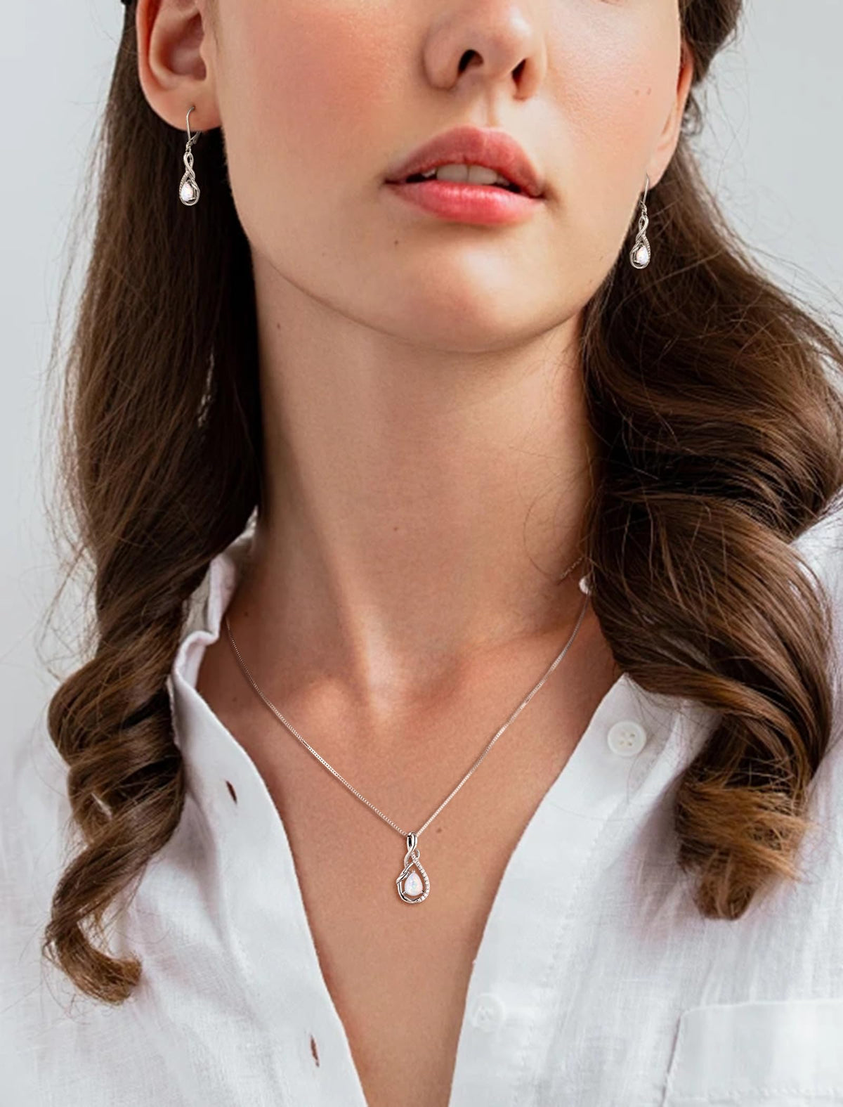 STARCHENIE Infinity Teardrop Necklace for Women 925 Sterling Silver Pendant Birthstone Jewelry – close-up detail in 10-O