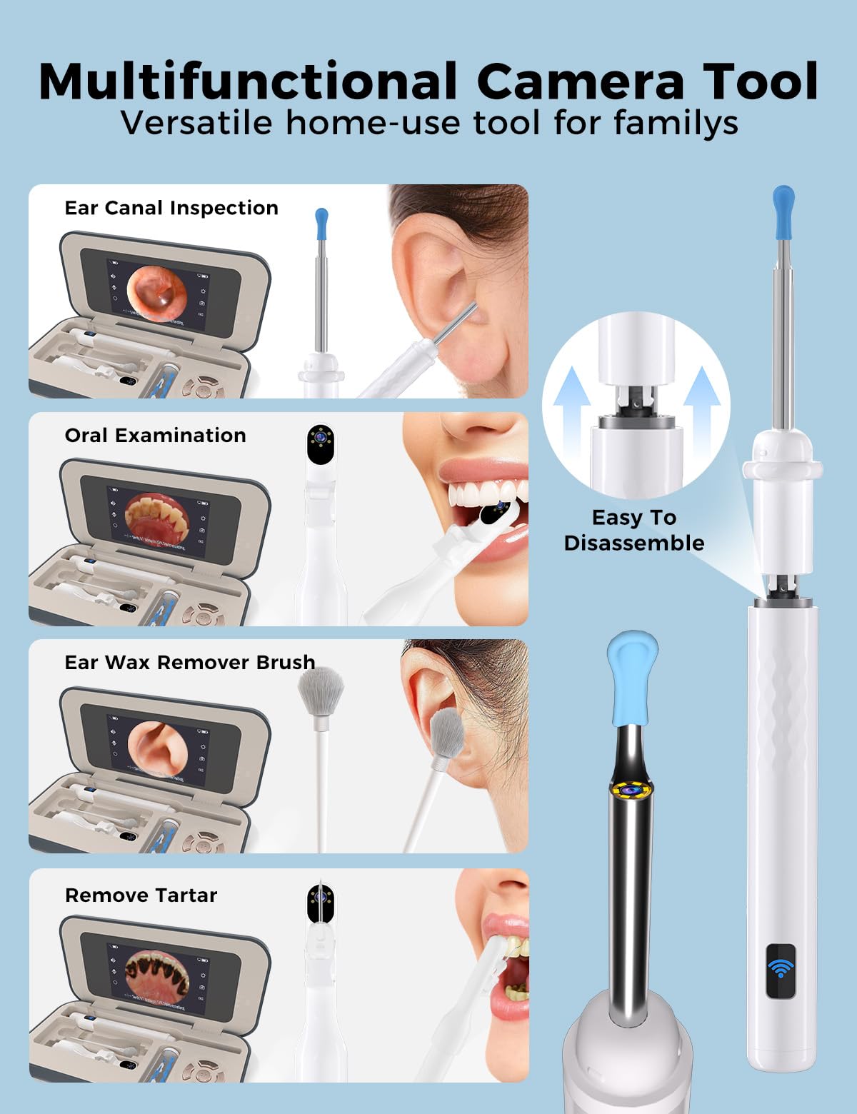 sofbunny A03 Ear Wax Removal Tool Camera with Screen, 1080P HD Ear Cleaner with Camera, App-Free Otoscope, Charging Case