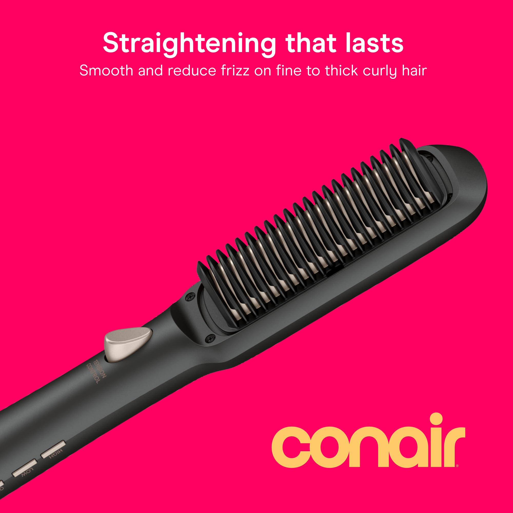 Conair InfinitiPRO Straightening Brush, Tension Control Ionic Styler, Gray