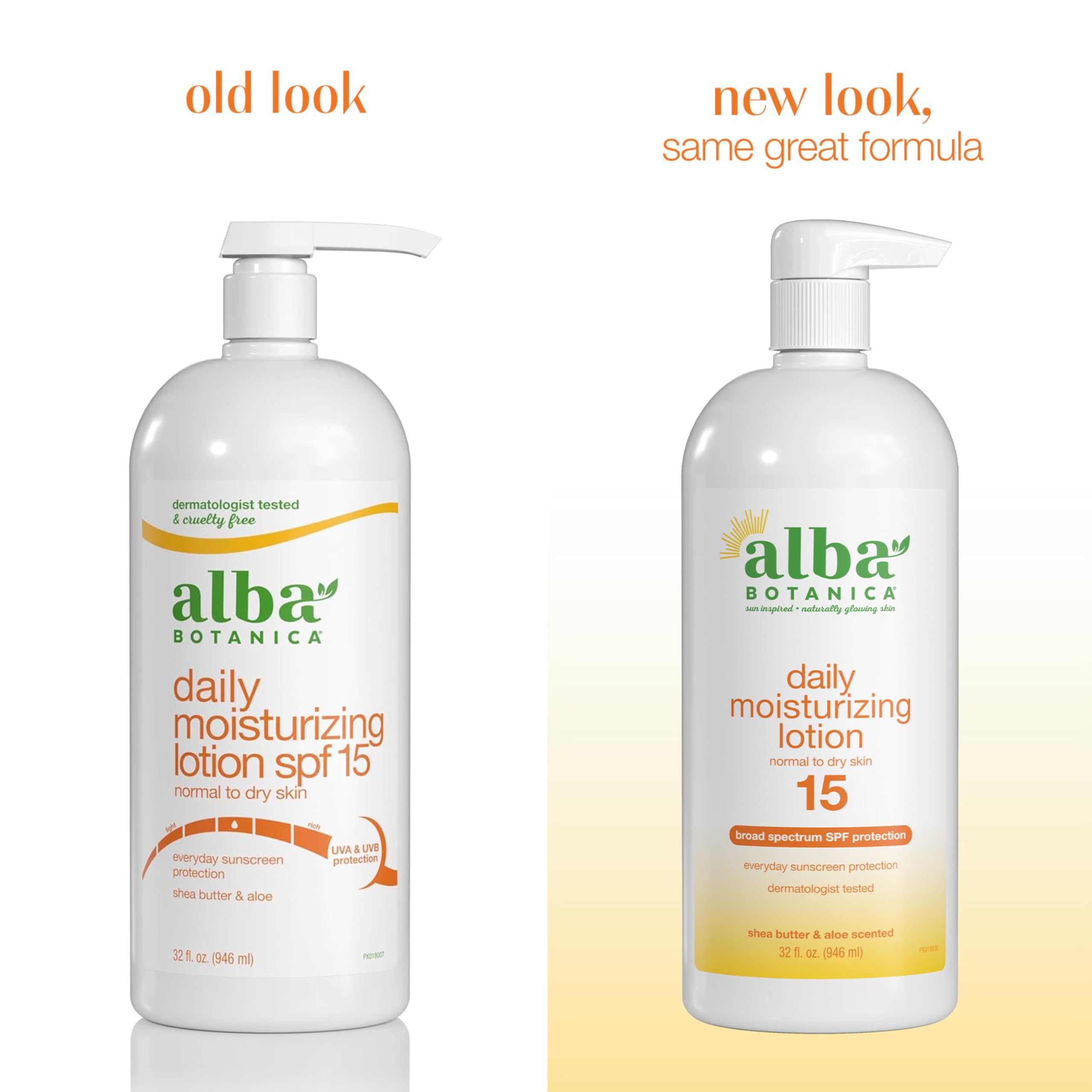 Alba Botanica Daily Moisturizing Lotion SPF 15, Normal to Dry Skin, with Shea Butter and Aloe, 32 Oz (Packaging May Vary)