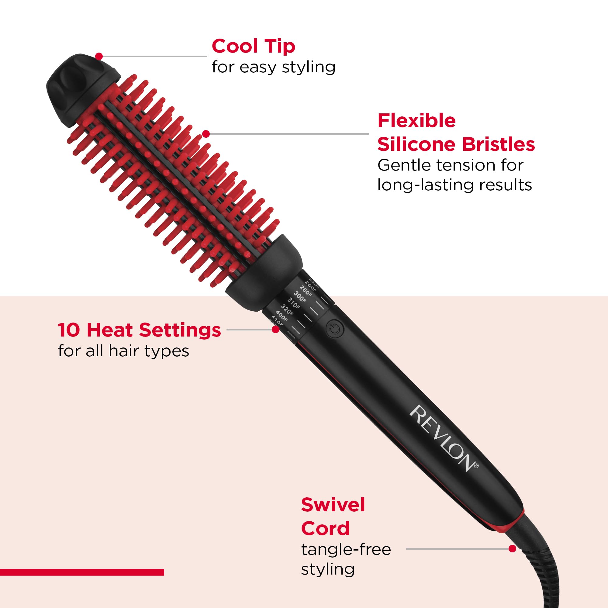 REVLON SmoothStay Coconut Oil heated styling brush for hair, 1-inch ceramic hair iron with coconut oil infusion