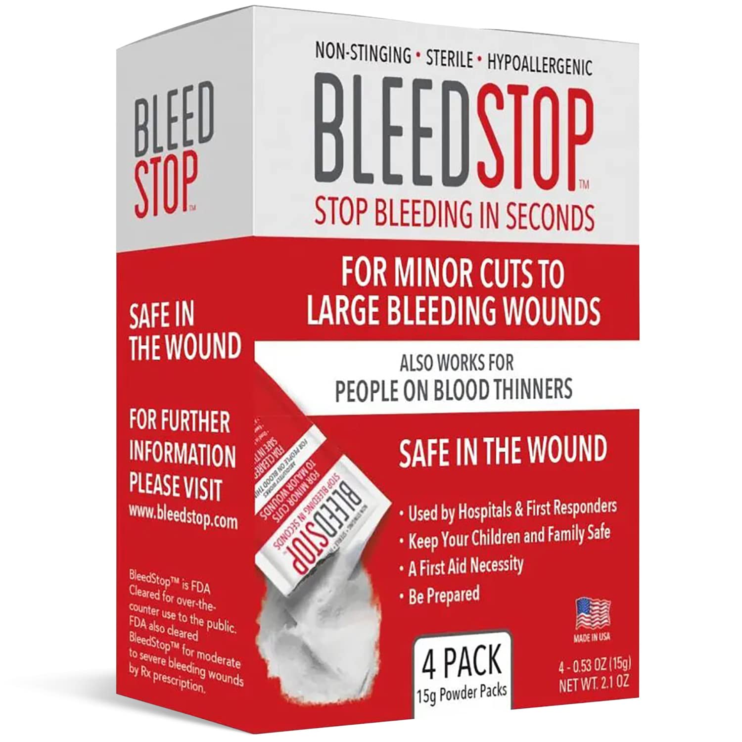 BleedStop™ First Aid Powder for Blood Clotting, Trauma Kit, - Product Imagery