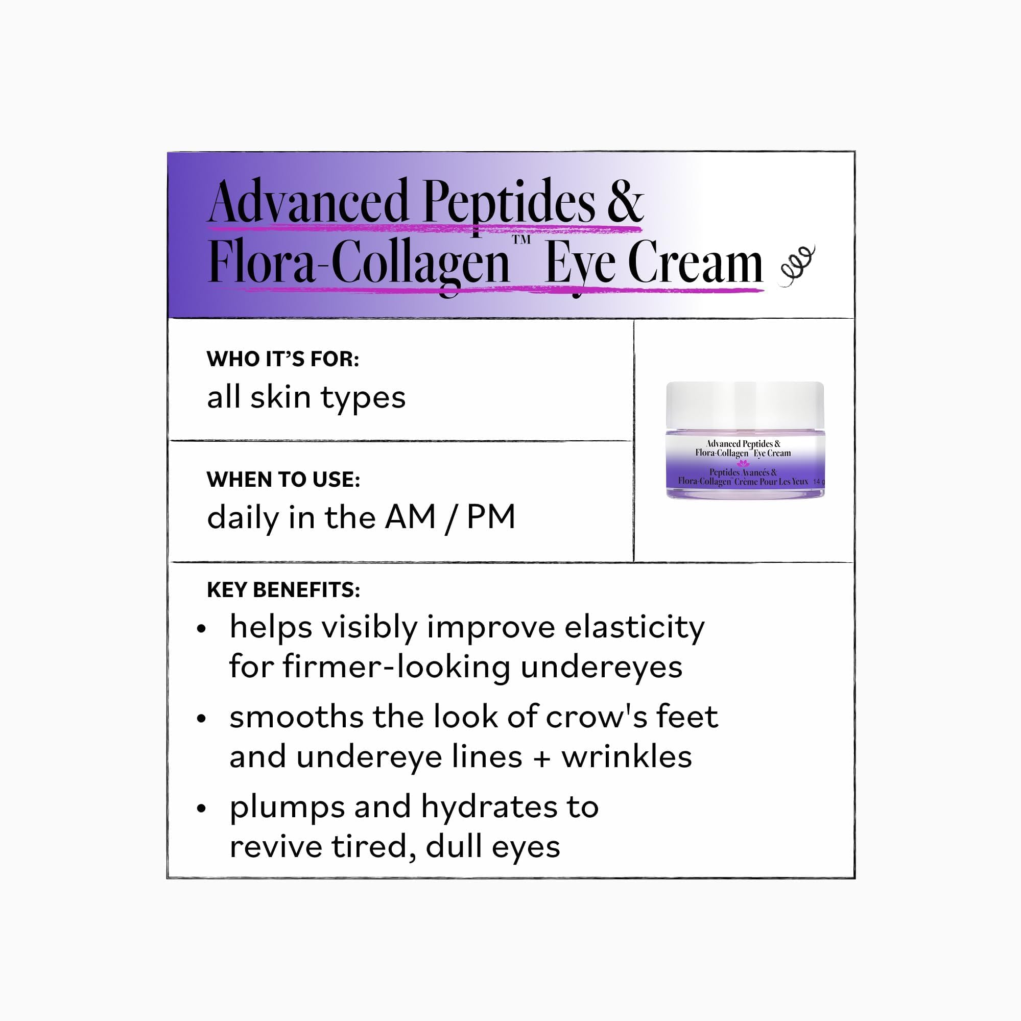 Derma E Advanced Peptides and Vegan Flora-Collagen Eye Cream – Double Action Collagen Eye Cream with Peptide Complex – Firming & Hydrating Under Eye Treatment – All Natural Moisturizer Cream, 0.5oz