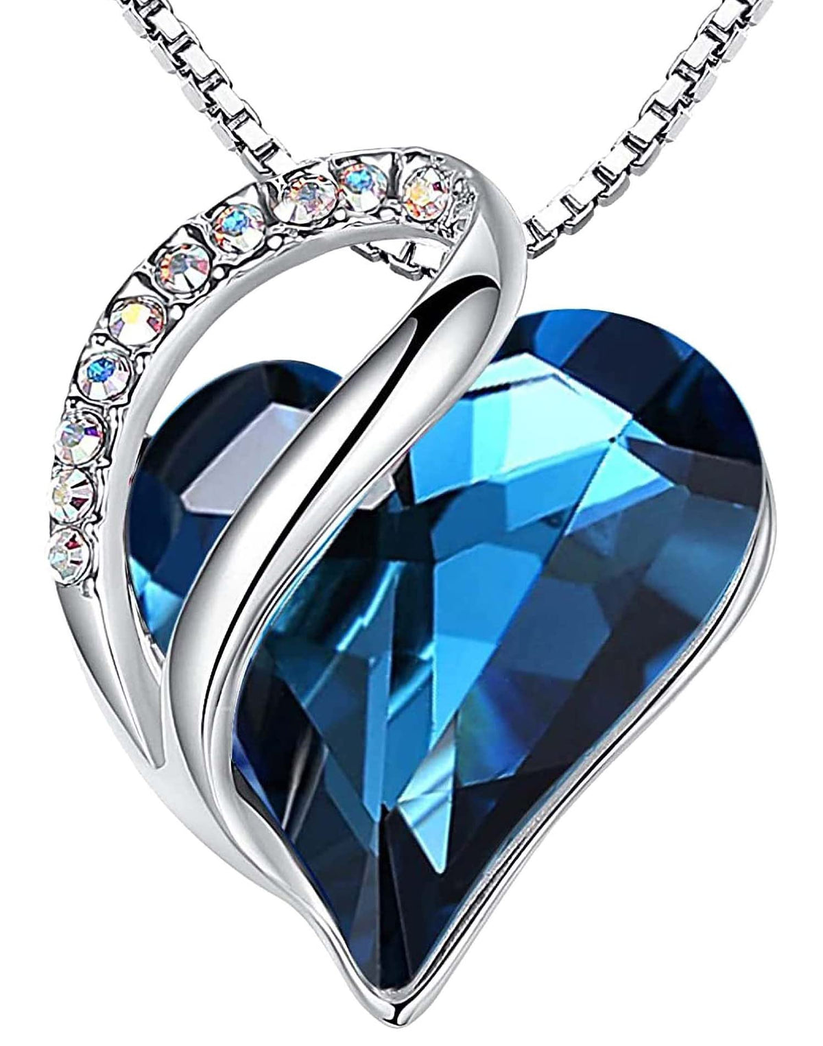 Leafael Gift Necklaces for Women, Infinity Love Birthstone Heart Crystal Pendant, Birthday Anniversary Jewelry for Wife,