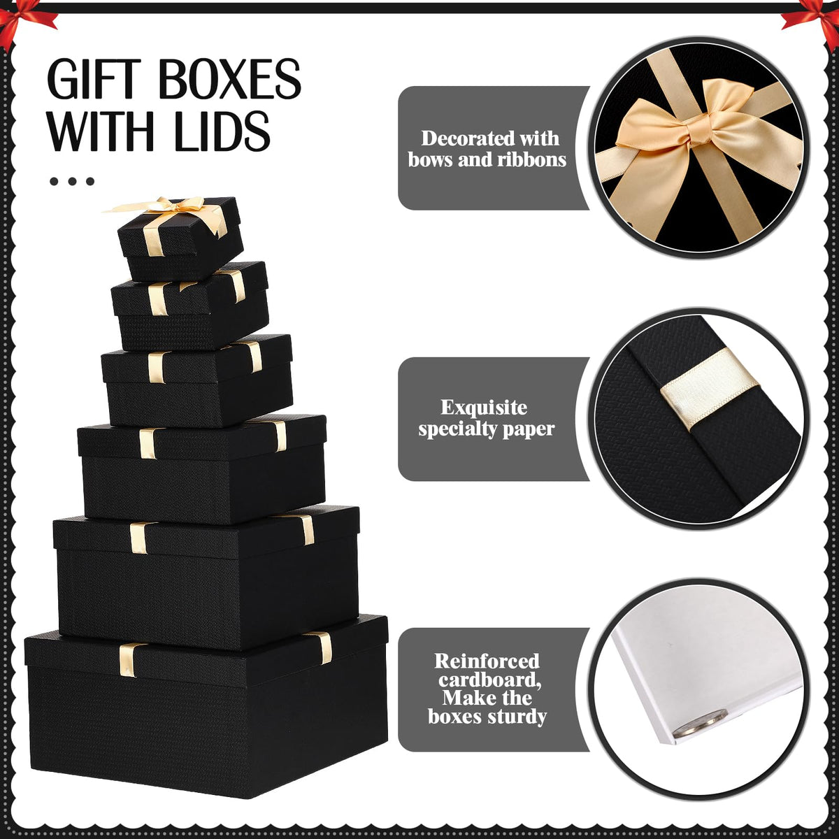 Chivertion 6 Pack Nesting Gift Boxes with Lids Ribbon Large - Chivertion Official Imagery - 3
