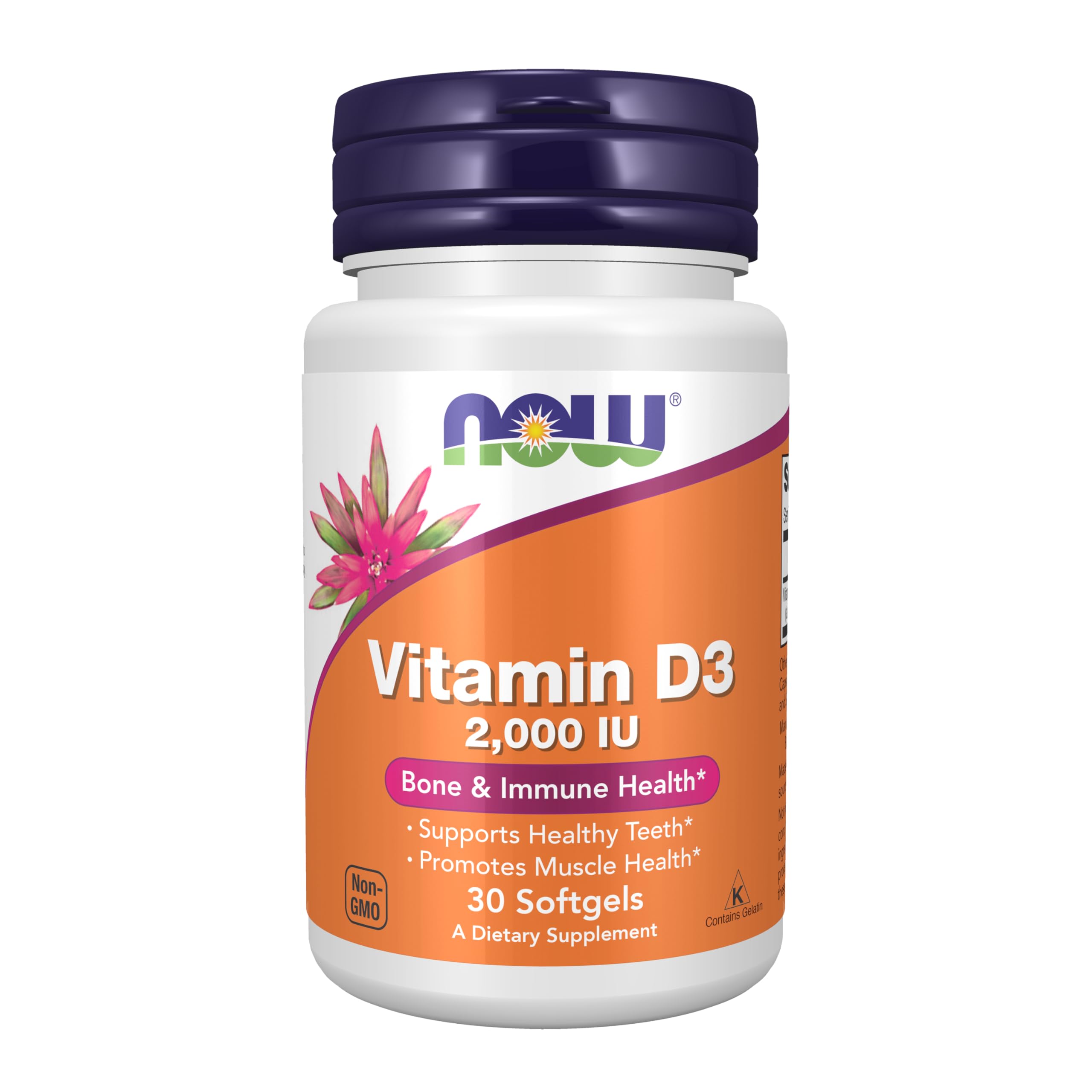 NOW Foods Supplements, Vitamin D-3 2,000 IU, High Potency, - Product Imagery
