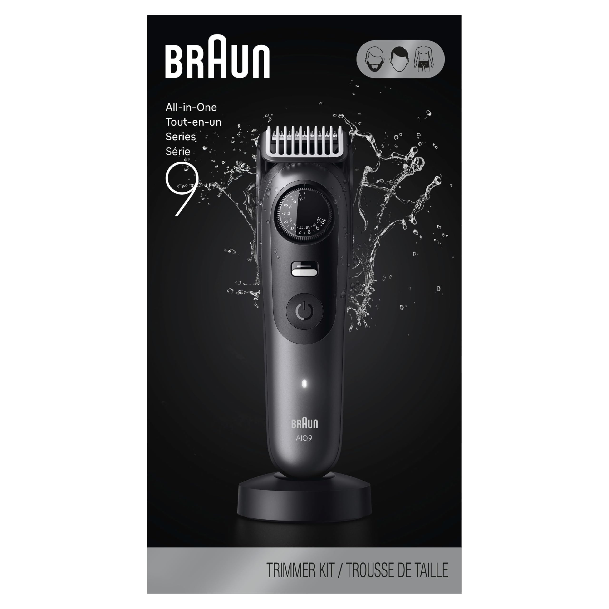Braun Series 9 men's electric beard trimmer, hair clipper, shaver, and razor with Gillette Labs, cordless, for face, hair, and body.