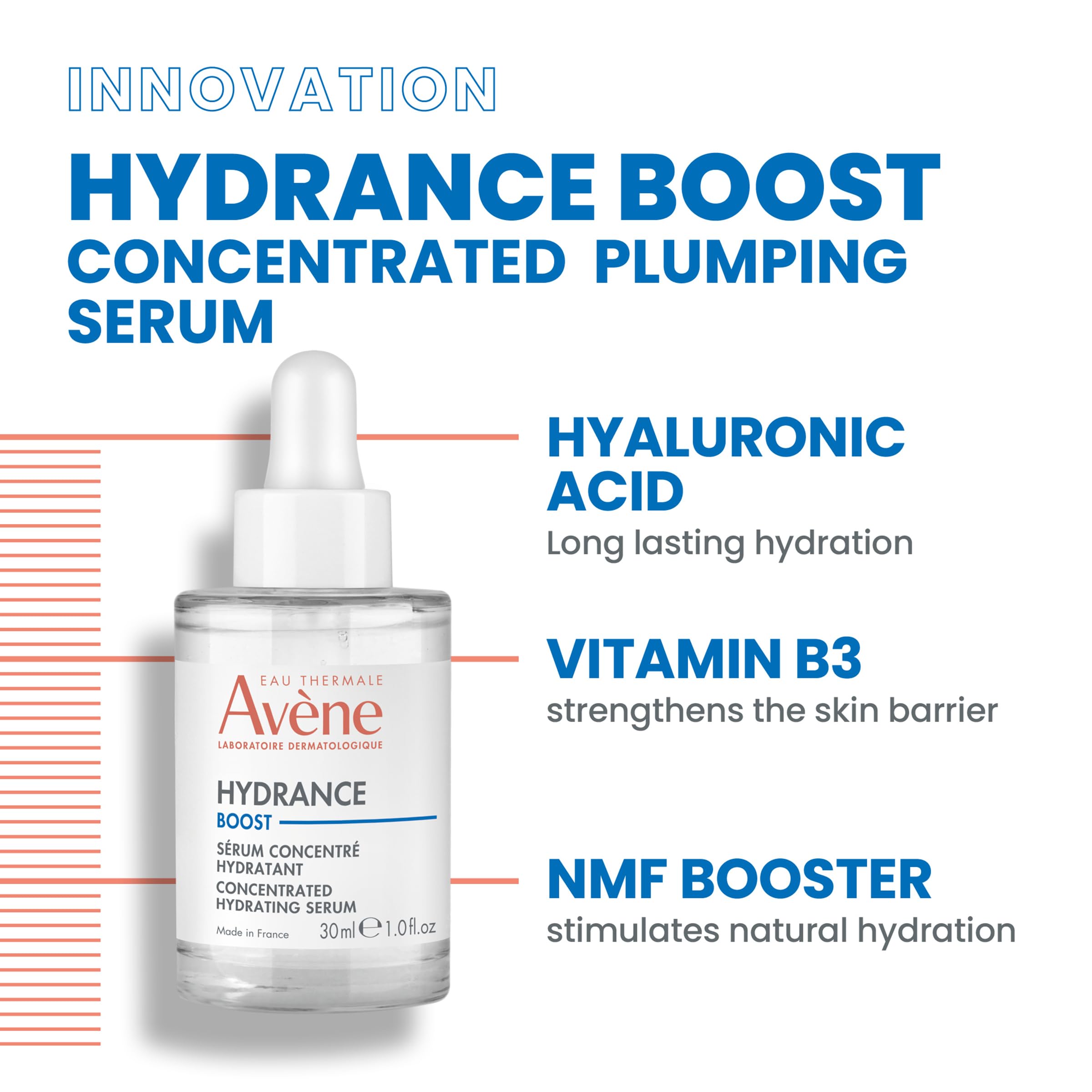 Avène Hydrance Boost Hydrating Serum, Hyaluronic Acid, 1 Fl Oz