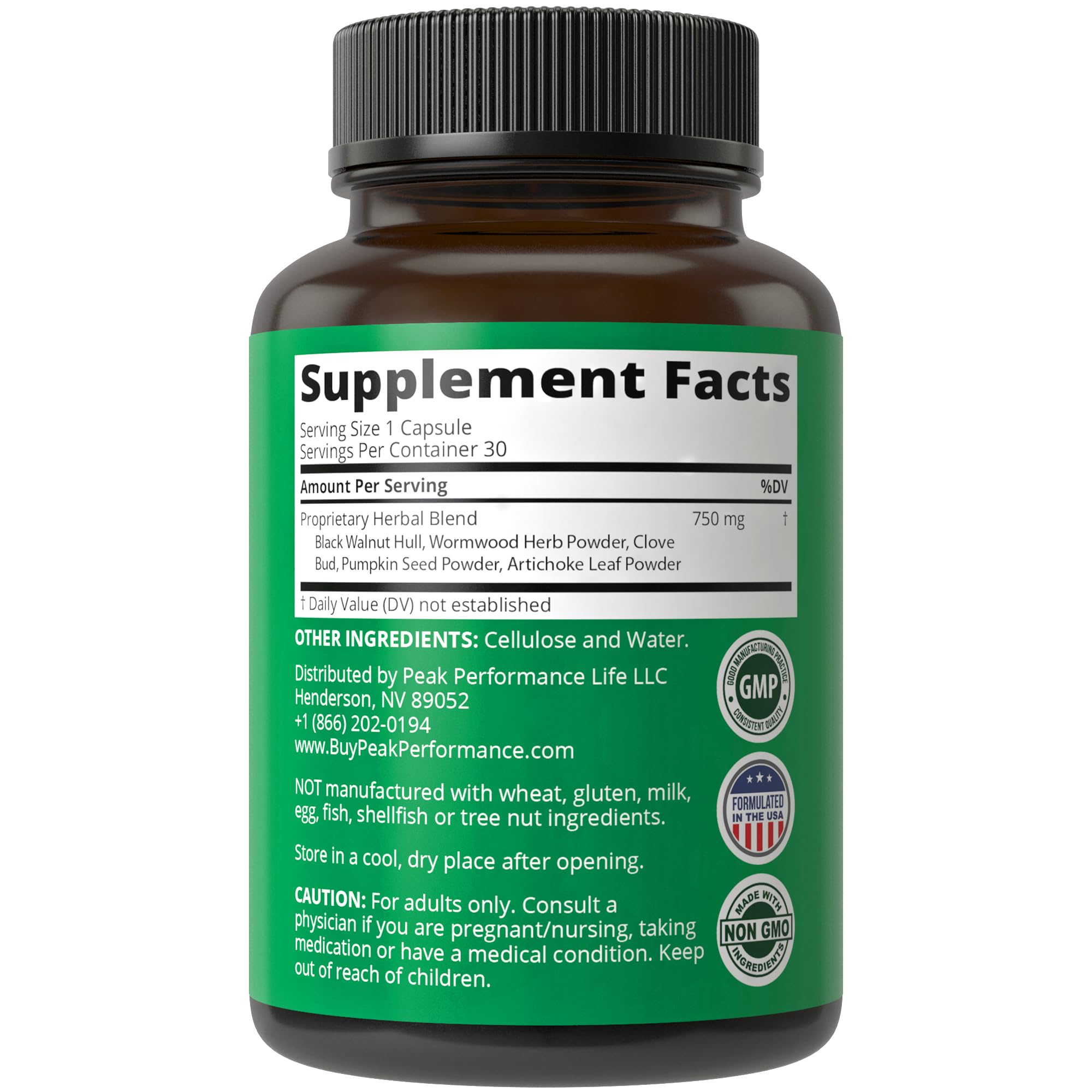 Wormwood Black Walnut Clove Cleanse for Humans Capsules Supplement