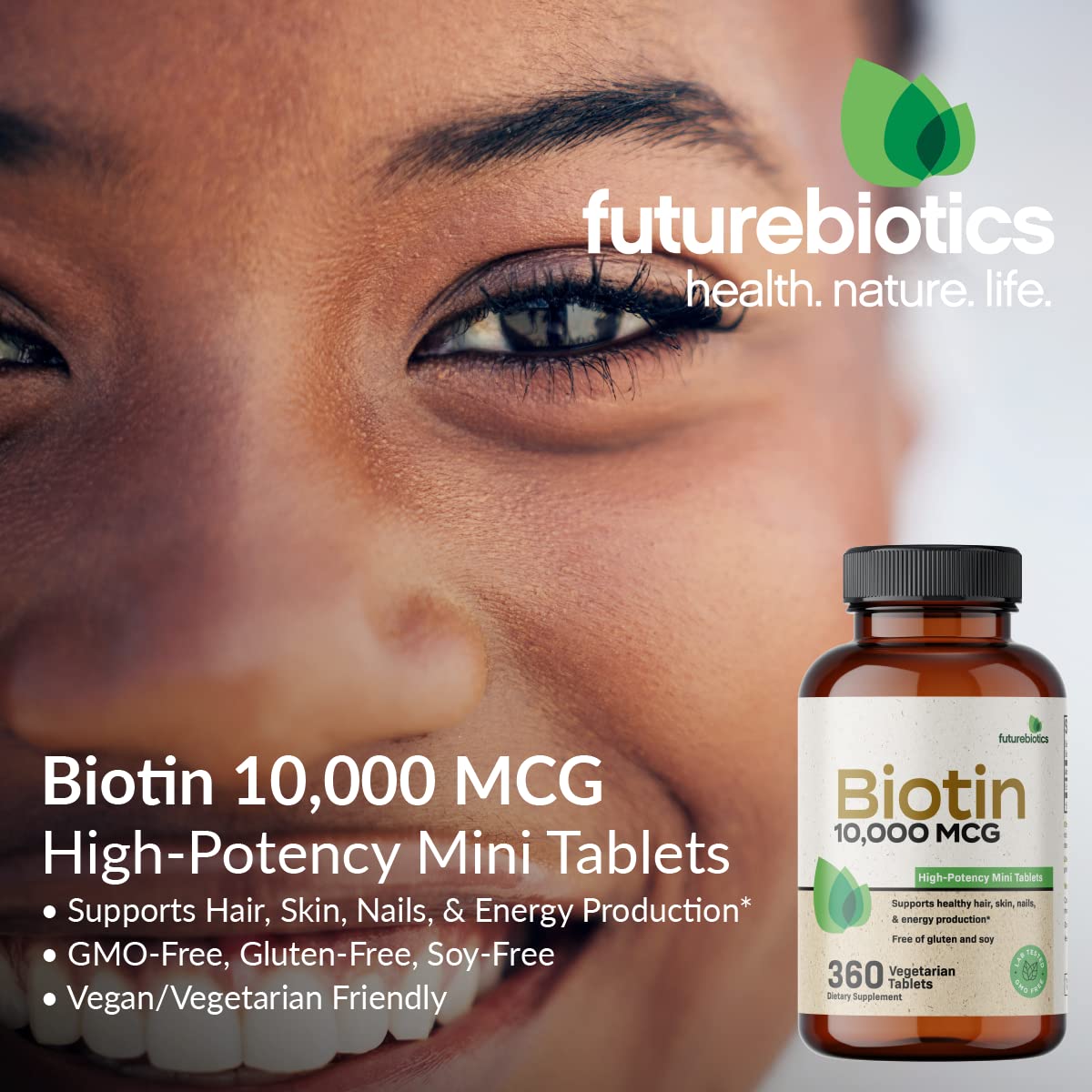 Futurebiotics Biotin 10,000 mcg Hair, Skin & Nails, 180 Vegetarian Tablets