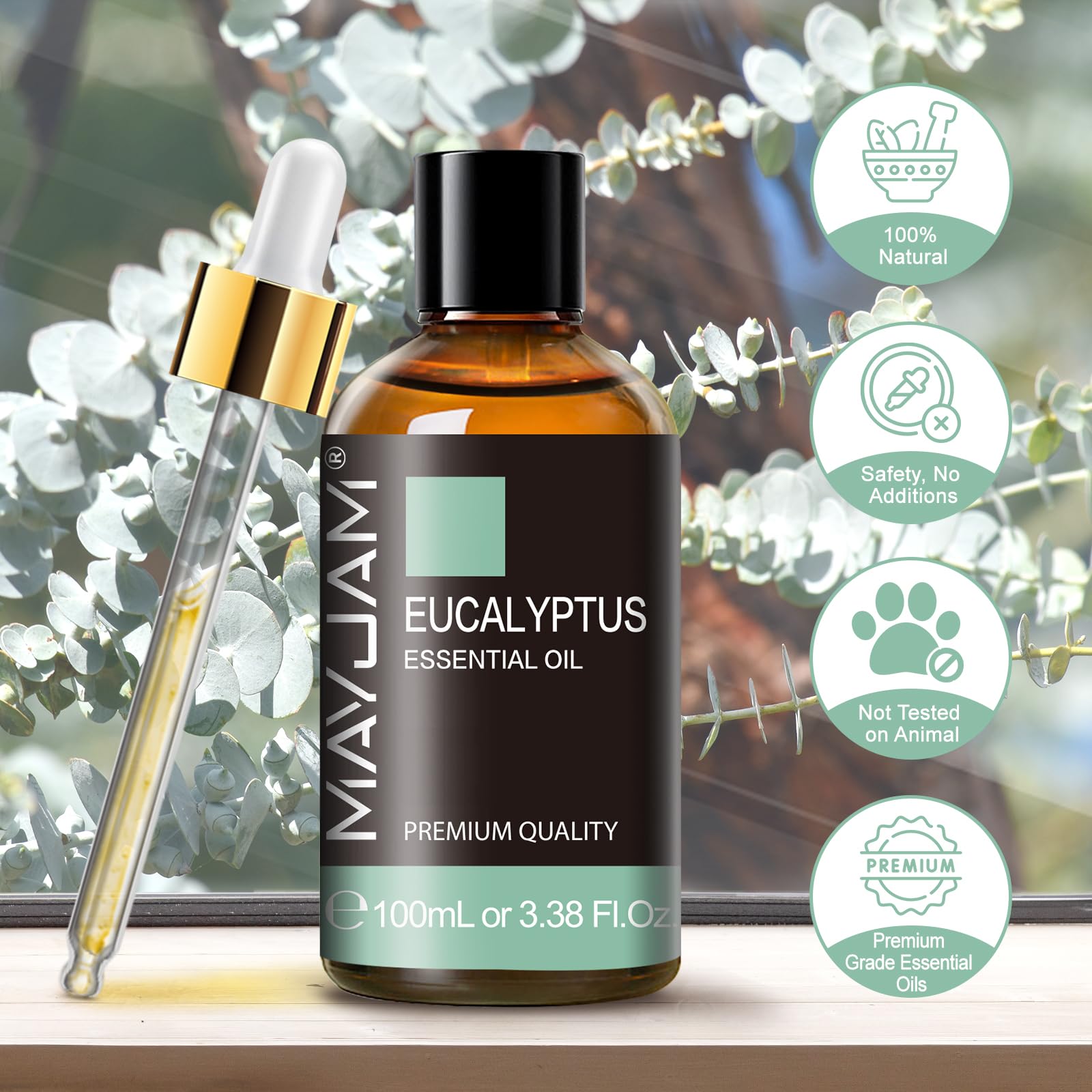 MAYJAM Eucalyptus Essential Oil for Diffuser & Skin – 100ml
